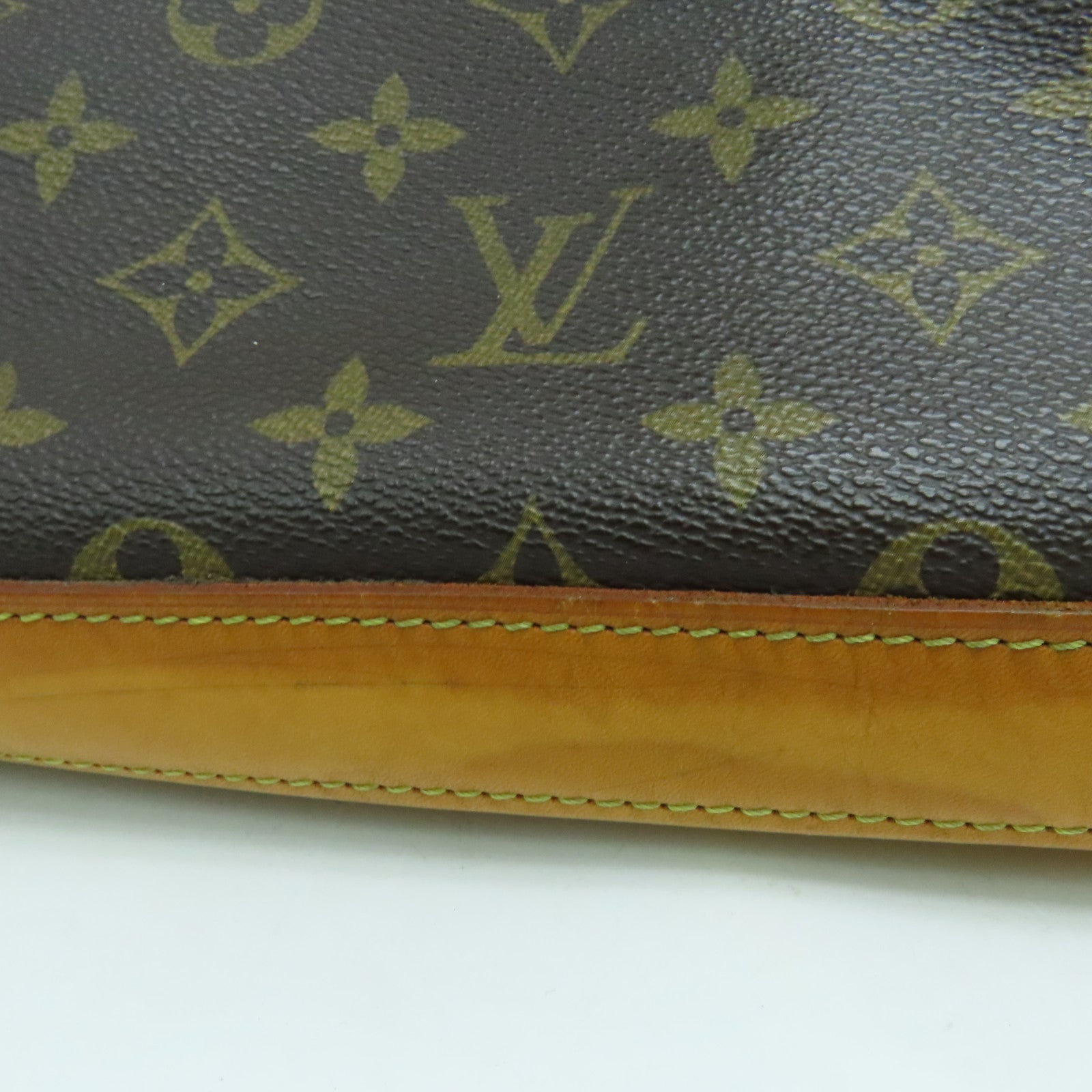 LOUIS VUITTON Monogram Lockit Horizontal gold buckle handle bag brown