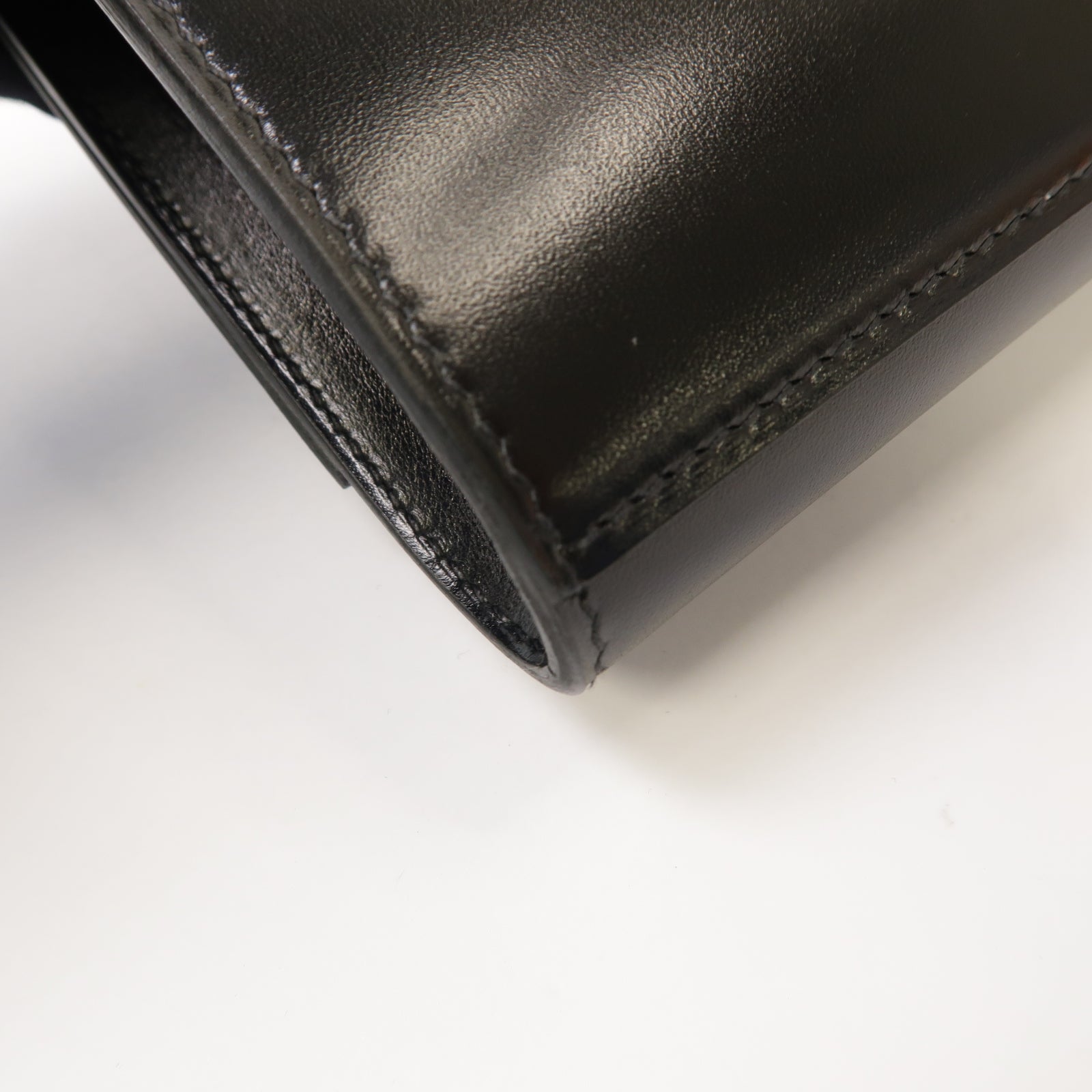 HERMES Box Calf皮革Medor Clutch金扣手拿包黑色