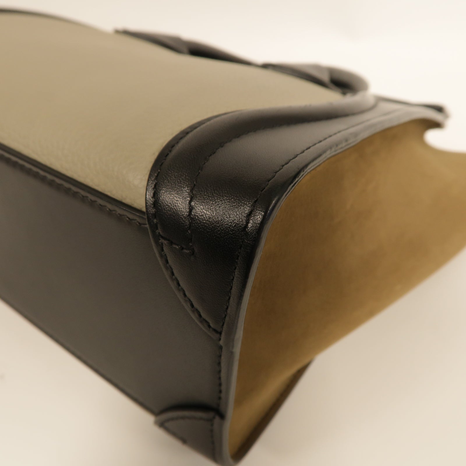 CELINE 牛皮皮革Nano Luggage金扣手挽肩背兩用袋灰色/棕色/黒色