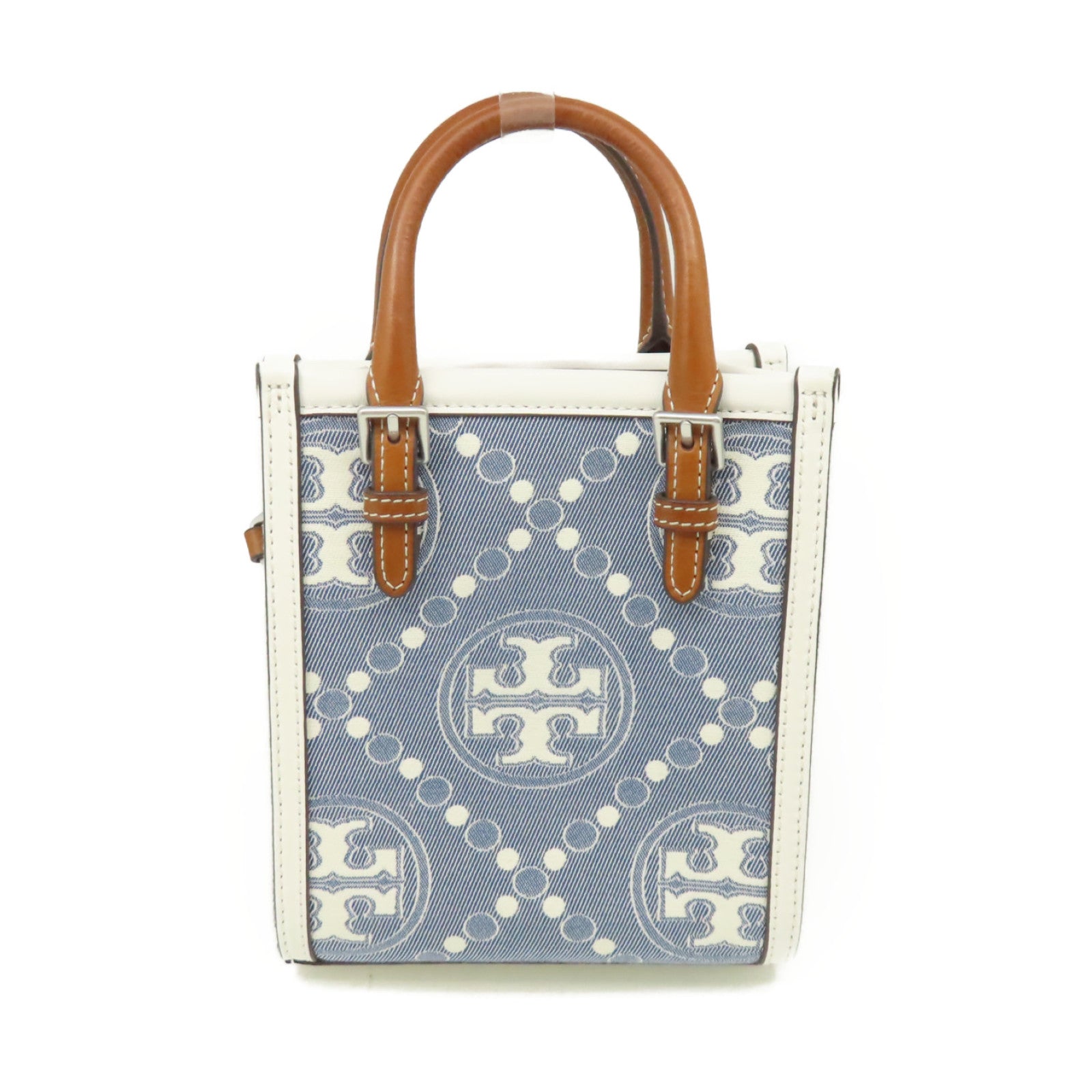 Tory Burch 帆布2Way Shoulder Bag手挽肩背兩用袋藍色/白色