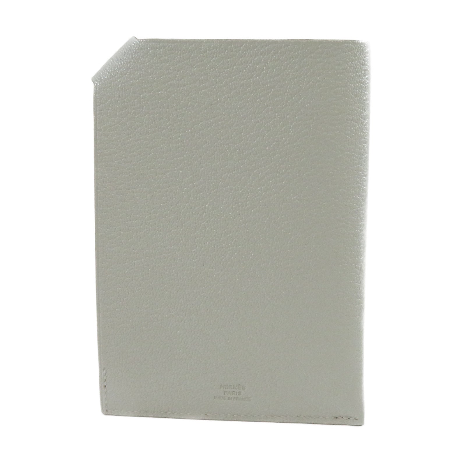HERMES Chevre皮革Passport Case銀扣護照套灰色