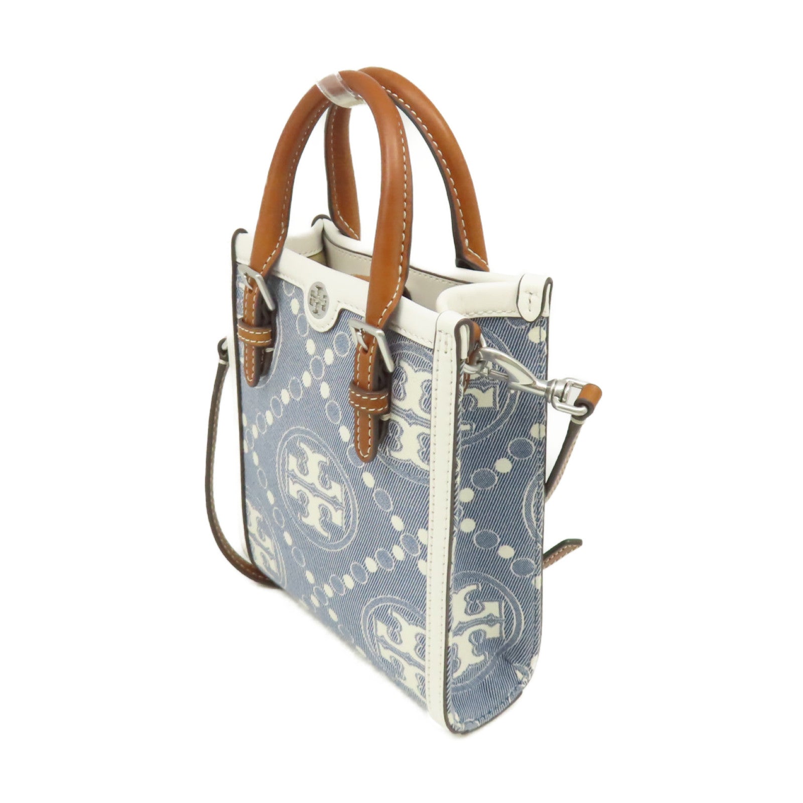 Tory Burch 帆布2Way Shoulder Bag手挽肩背兩用袋藍色/白色