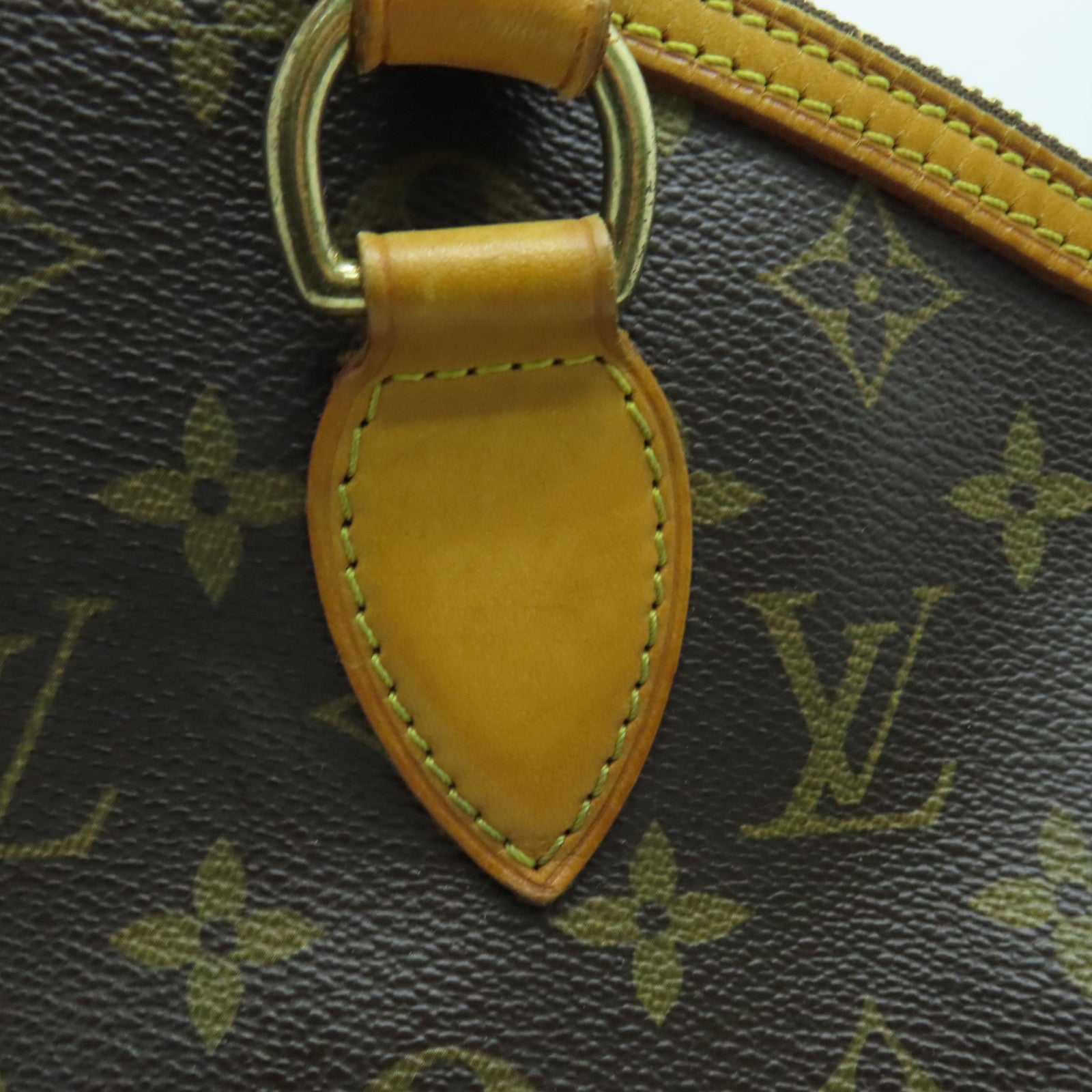 LOUIS VUITTON Monogram Lockit Horizontal gold buckle handle bag brown
