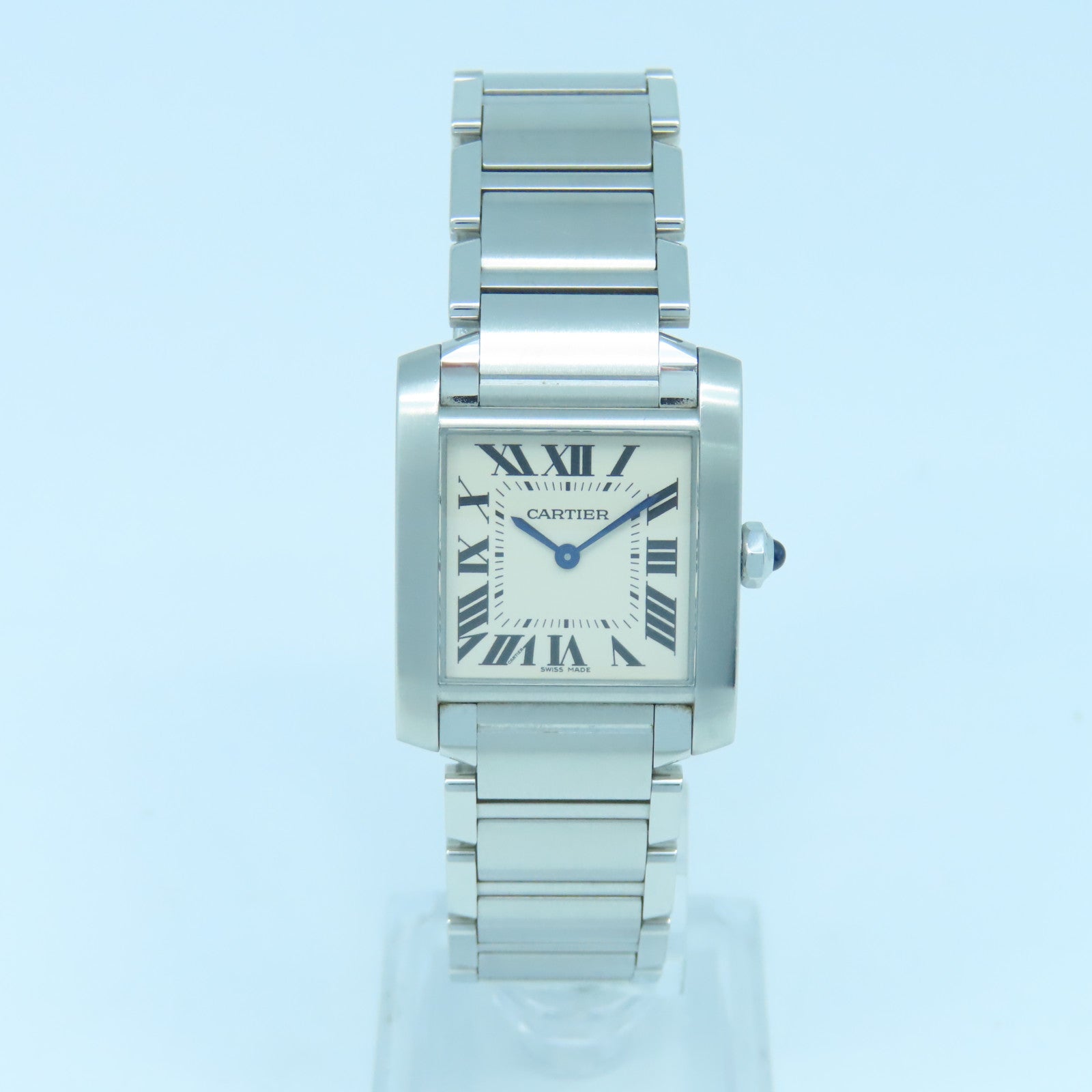 CARTIER Tank Francaise不锈钢石英手表白色