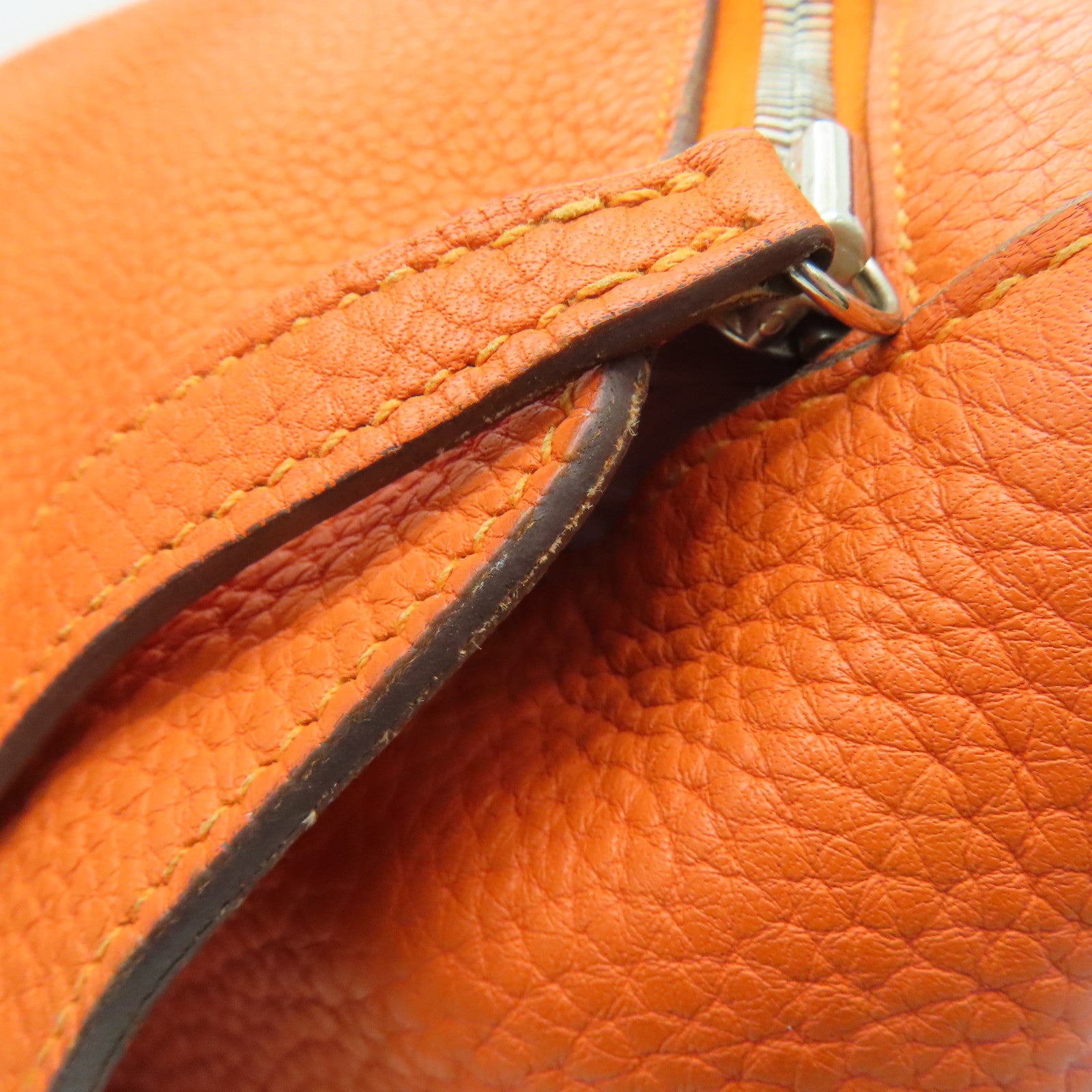 HERMES Clemence leather Lindy 34 2 way Shoulder silver buckle handle shoulder bag orange