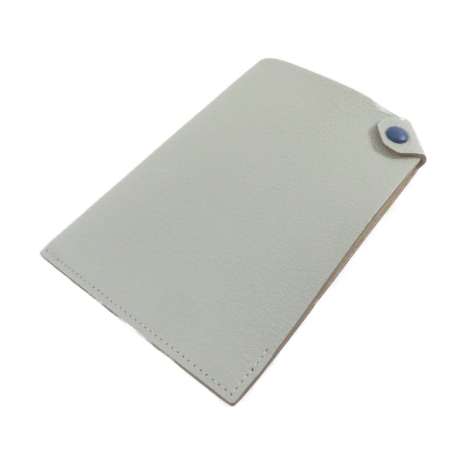 HERMES Chevre皮革Passport Case銀扣護照套灰色