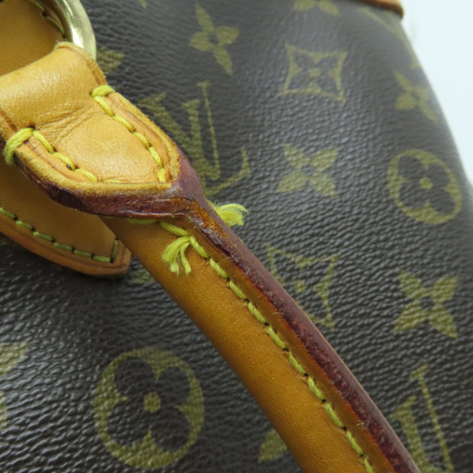 LOUIS VUITTON Monogram Lockit Horizontal gold buckle handle bag brown