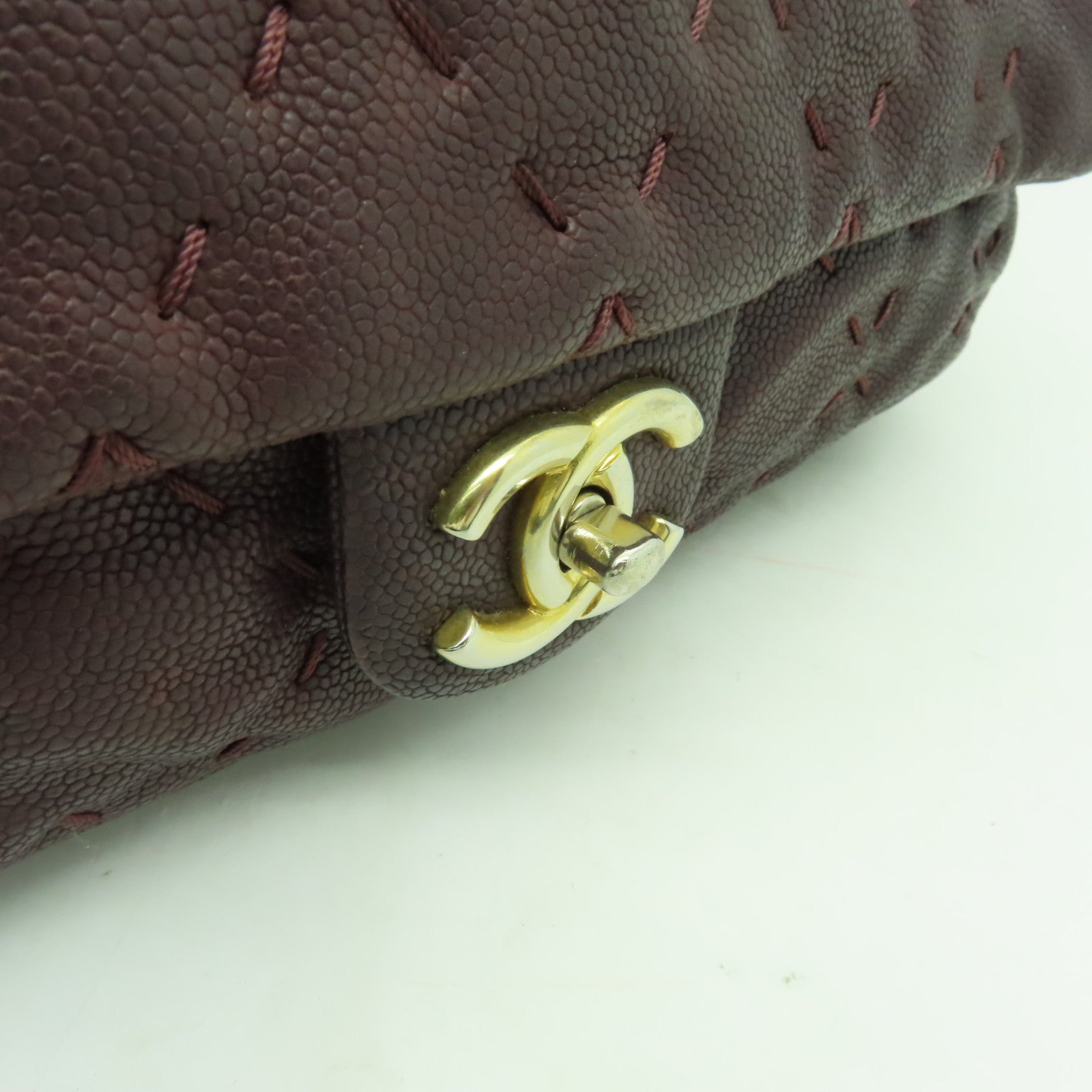 CHANEL 【激減優惠】菱格Caviar皮革Shoulder Bag金扣鏈帶肩背袋啡色