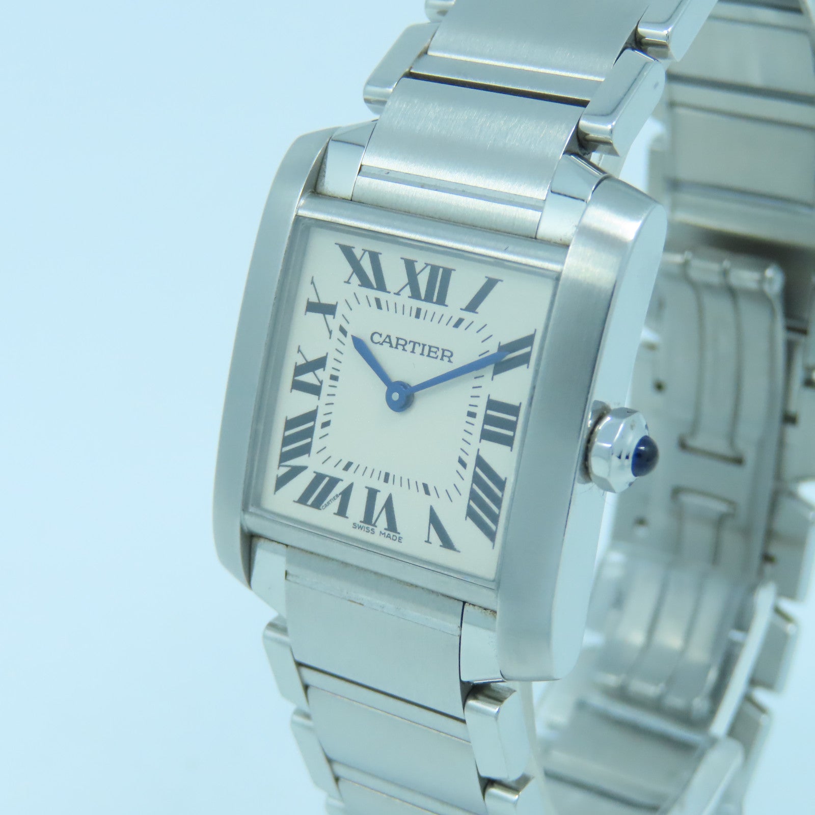 CARTIER Tank Francaise不锈钢石英手表白色