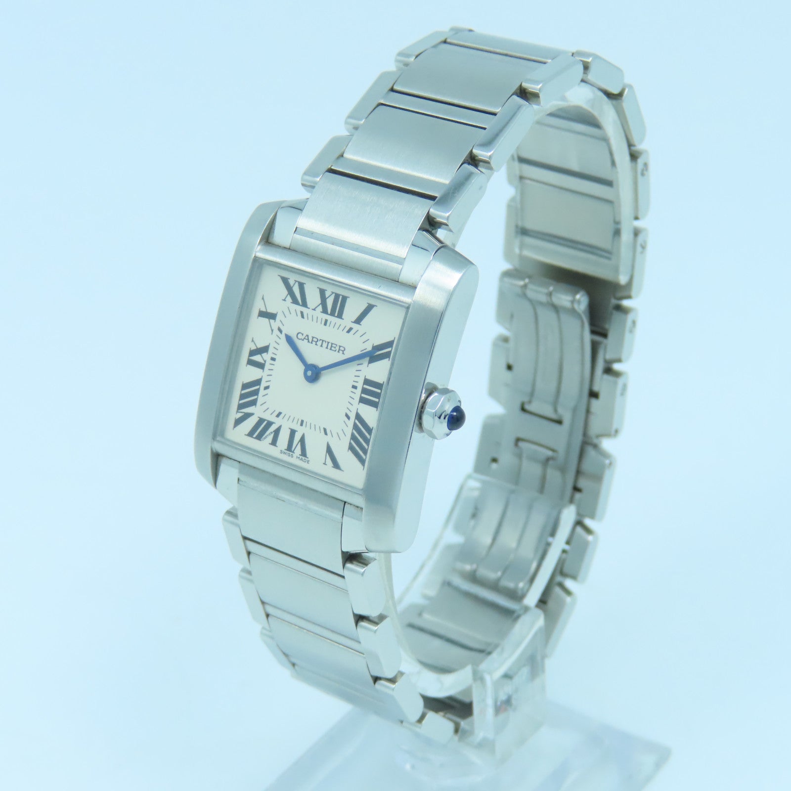 CARTIER Tank Francaise不锈钢石英手表白色