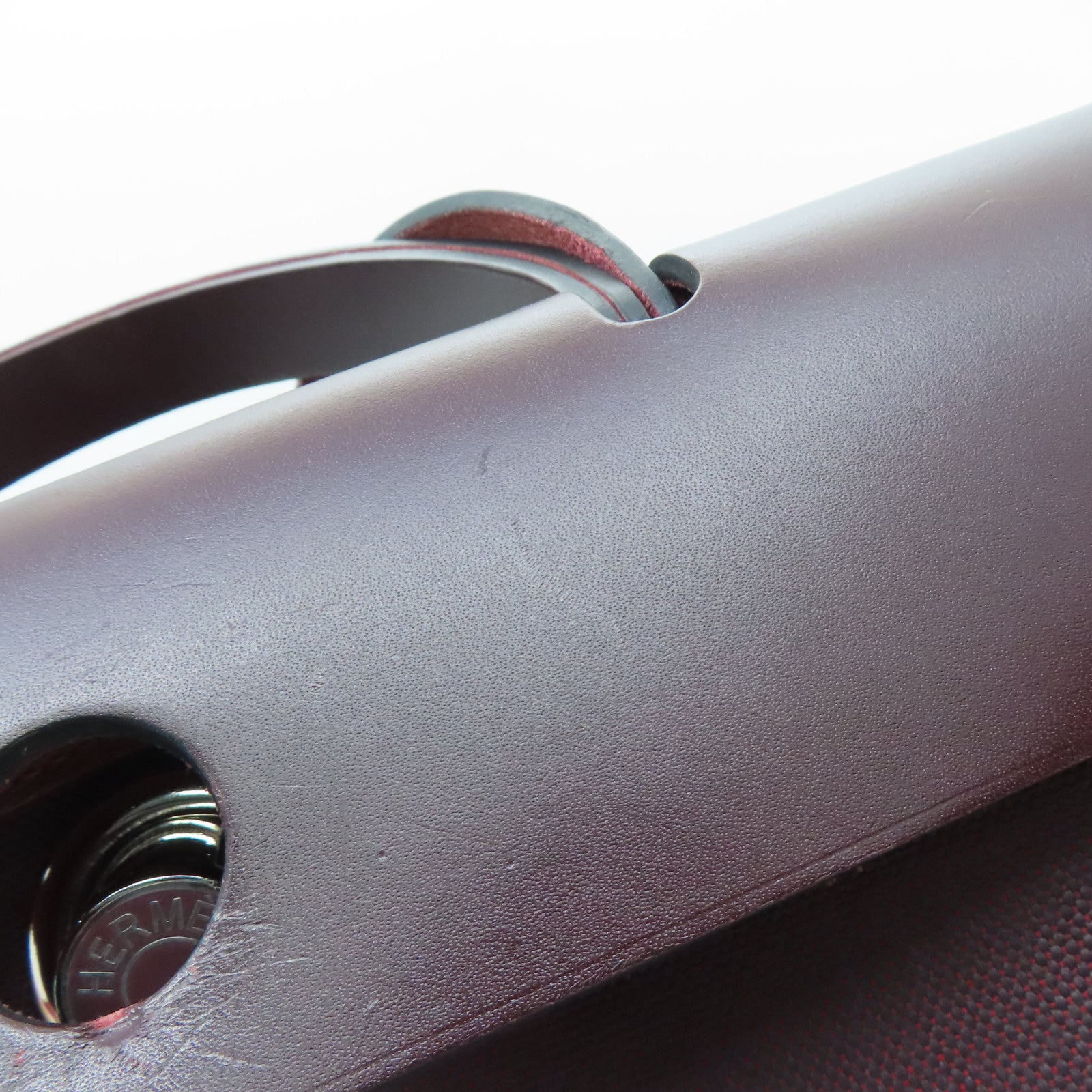 HERMES canvas Herbag 31 silver buckle handle shoulder bag Rouge H/wine red