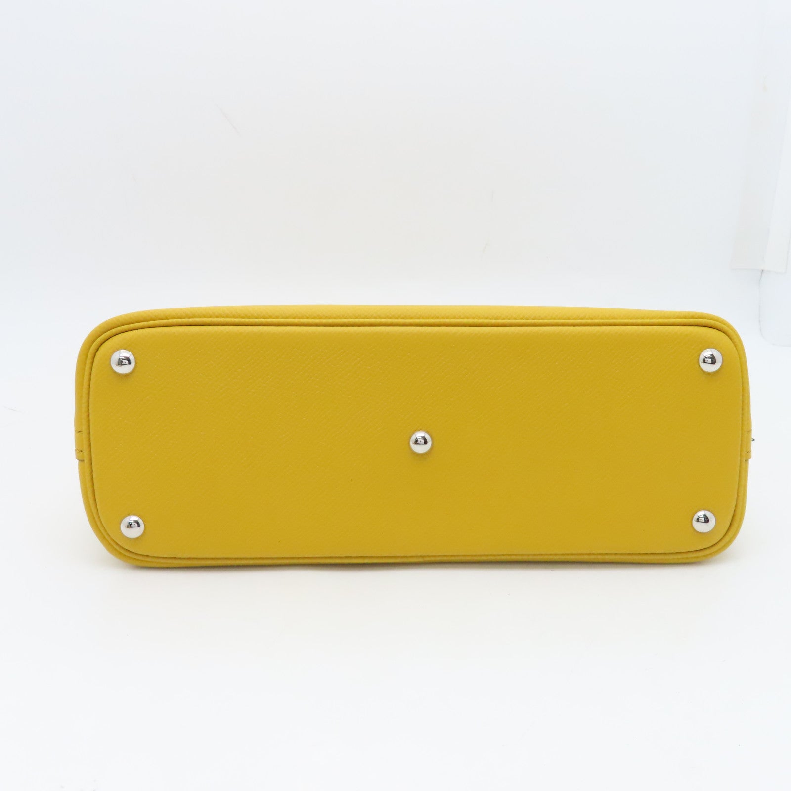HERMES Veau Epsom Leather Bolide 27 Silver Buckle Handle Bag Yellow