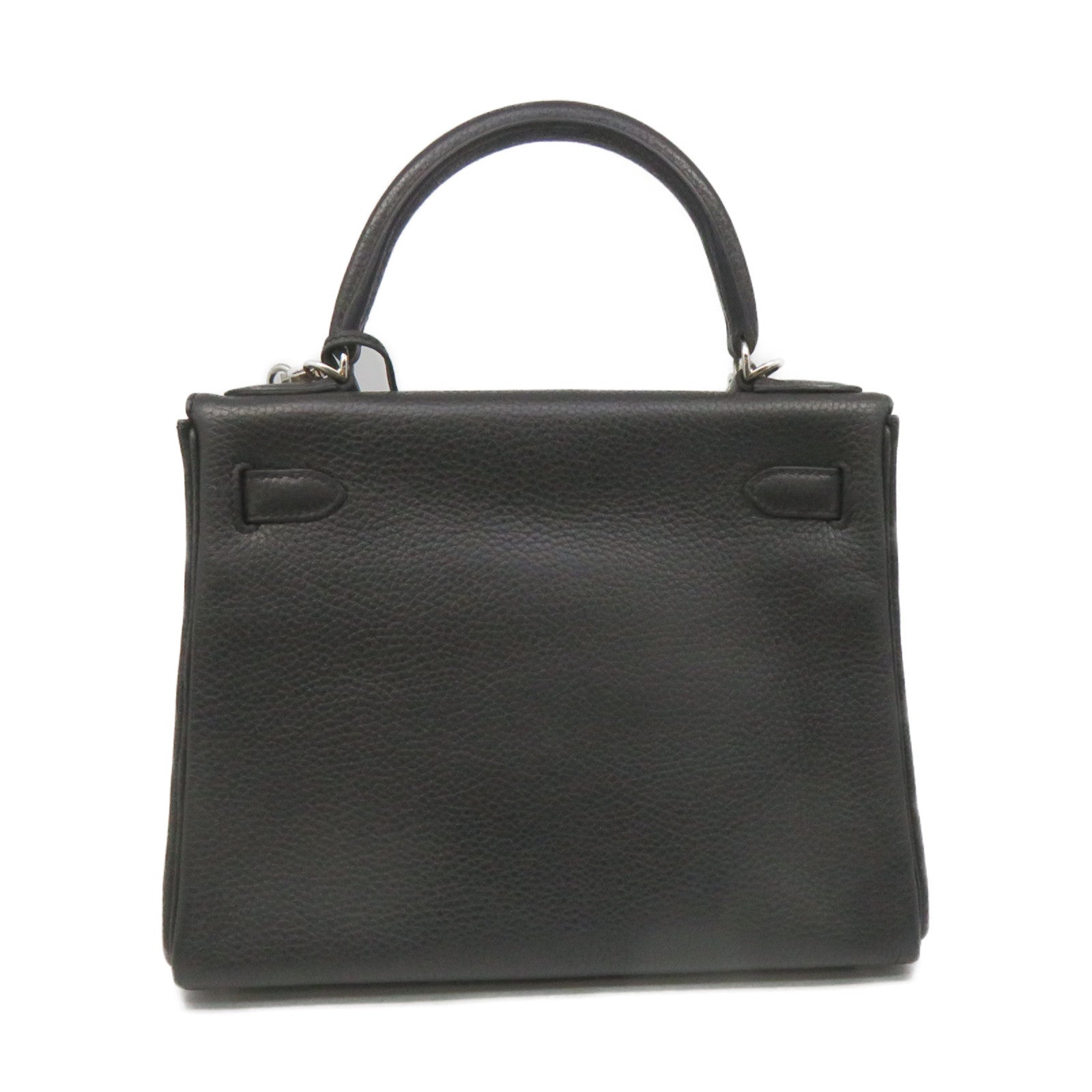HERMES 【激減優惠】Clemence皮革Kelly 28 2Way Shoulder Bag銀扣手挽肩背兩用袋8P黑色