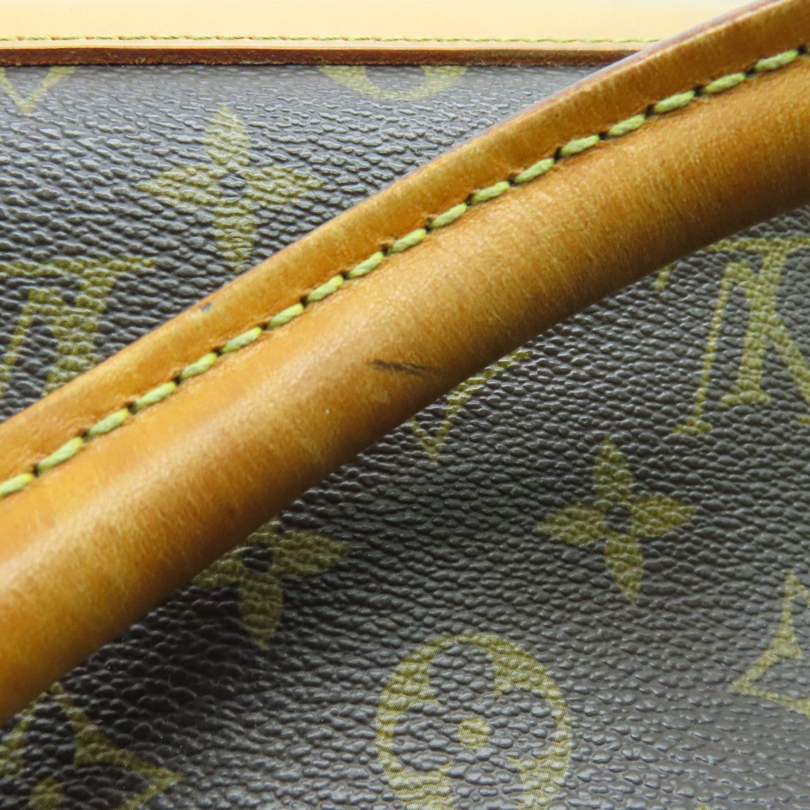 LOUIS VUITTON Monogram Lockit Horizontal gold buckle handle bag brown
