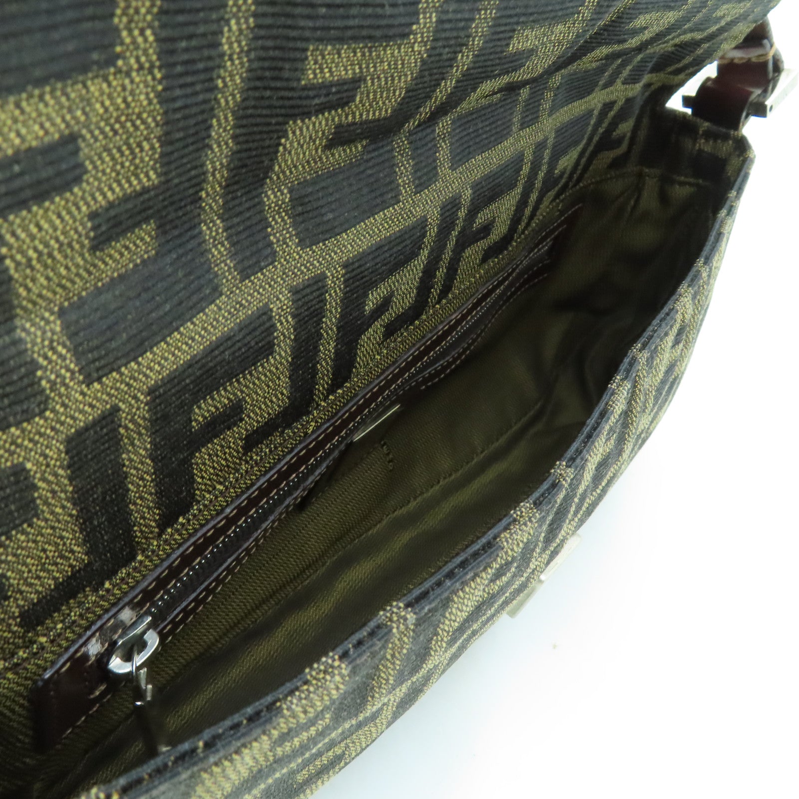 FENDI 帆布Shoulder Bag銀扣肩背袋棕色