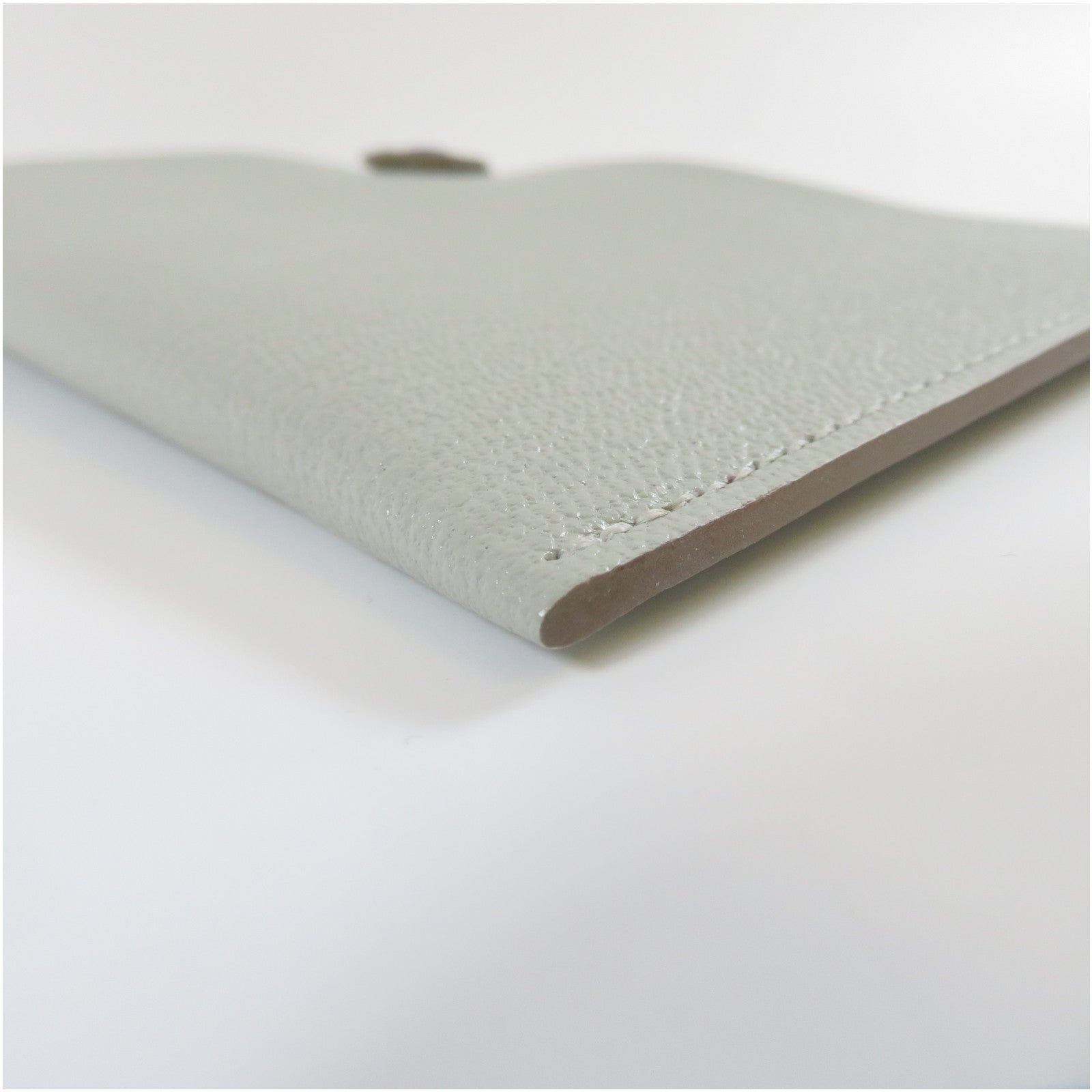 HERMES Chevre皮革Passport Case銀扣護照套灰色