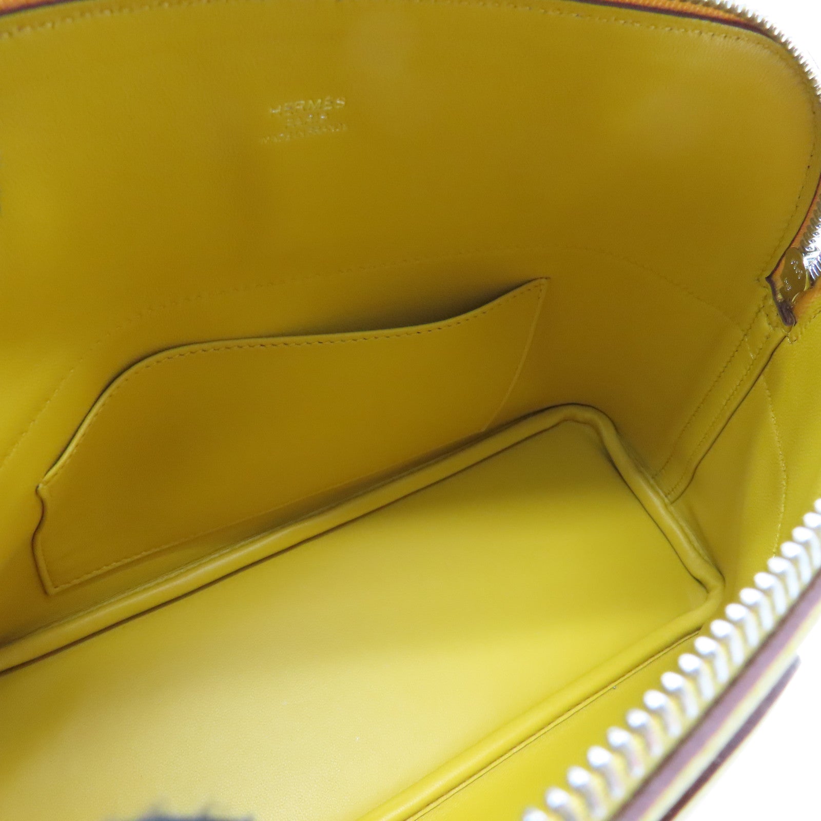HERMES Veau Epsom Leather Bolide 27 Silver Buckle Handle Bag Yellow