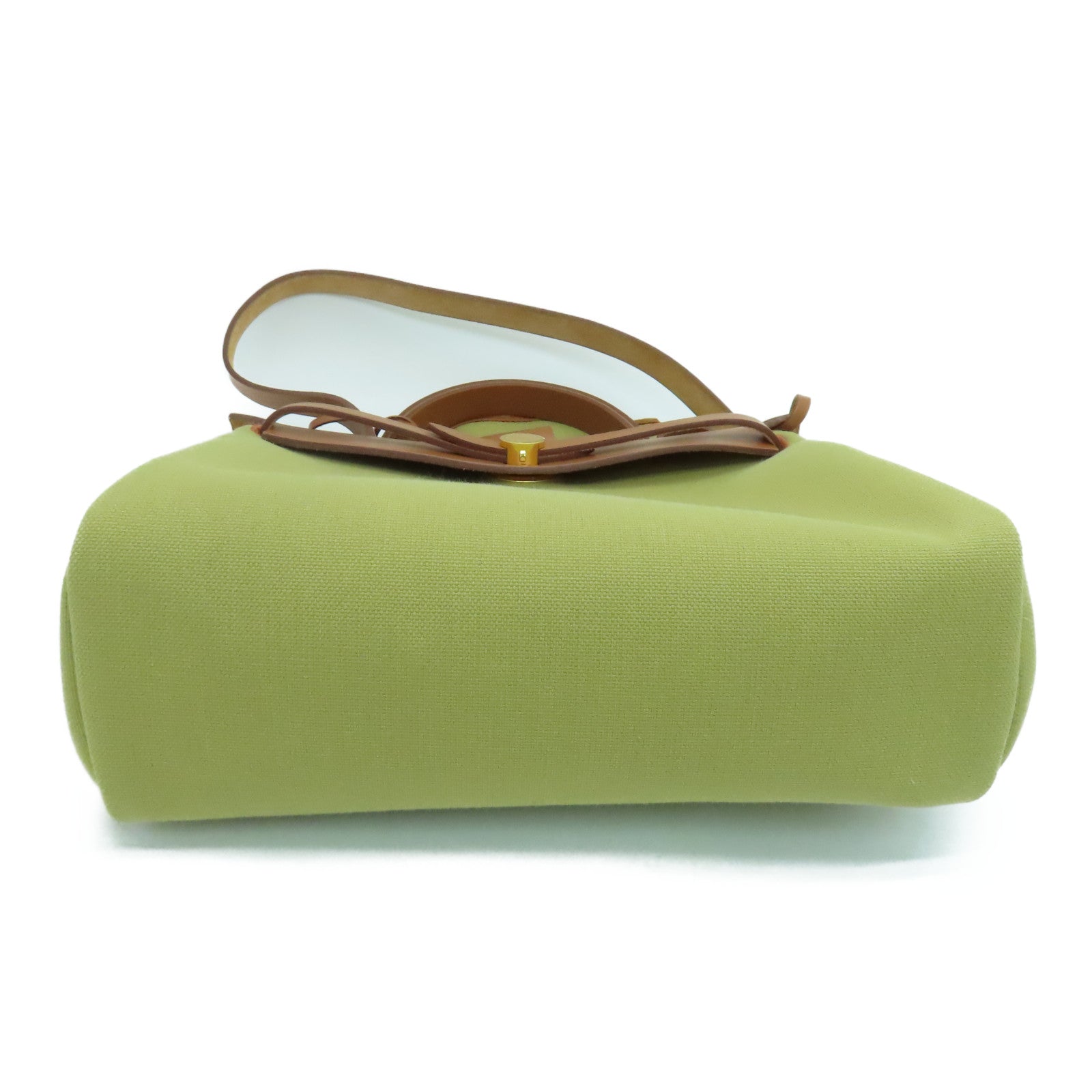 HERMES Toile H帆布Herbag PM金扣手挽肩背两用袋啡色Poussiere
