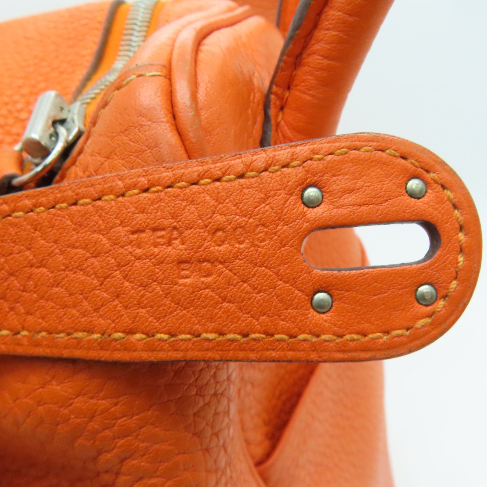 HERMES Clemence leather Lindy 34 2 way Shoulder silver buckle handle shoulder bag orange