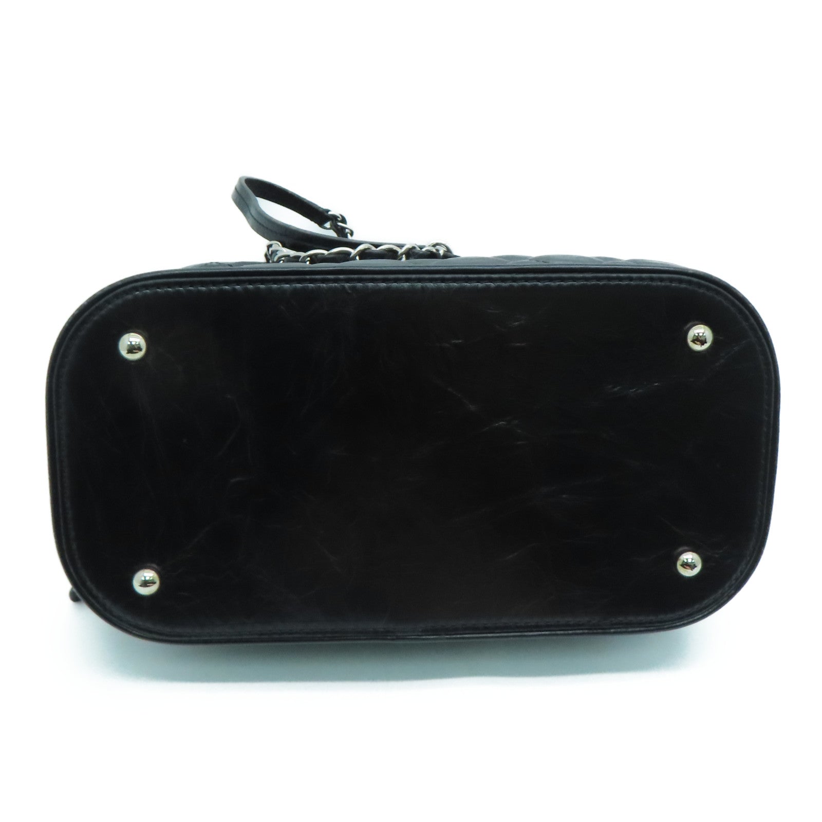 CHANEL 【激减优惠】菱格牛皮皮革/PVC Shoulder Bag银扣链条肩背袋黑色
