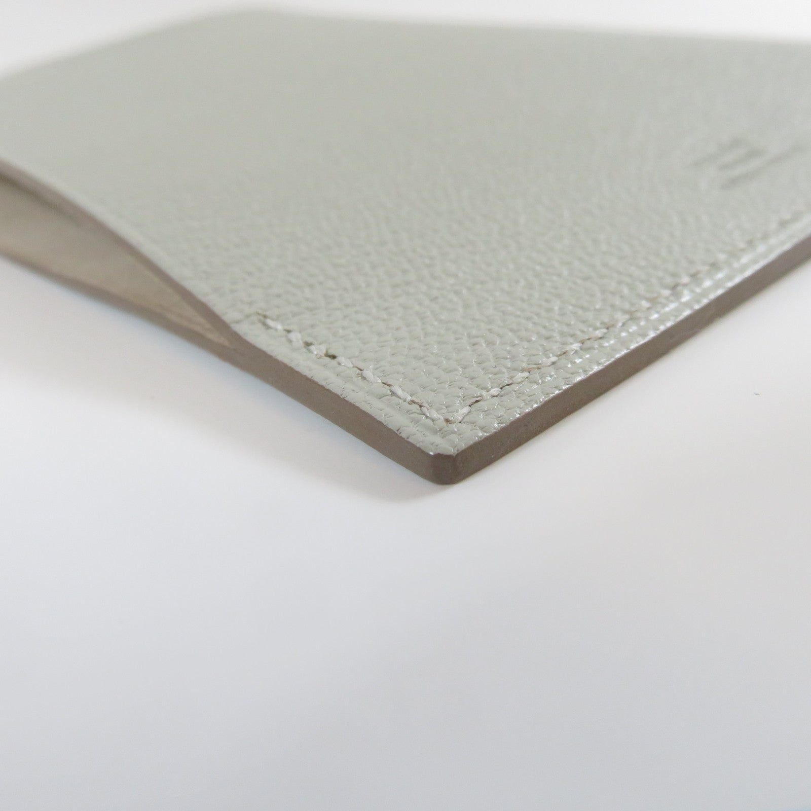 HERMES Chevre皮革Passport Case銀扣護照套灰色