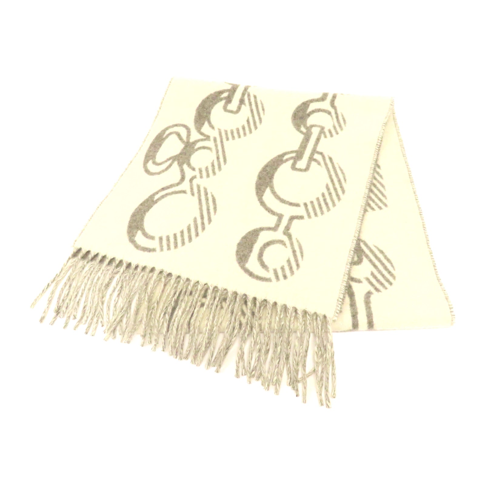 HERMES 羊絨Scarf圍巾白色/灰色