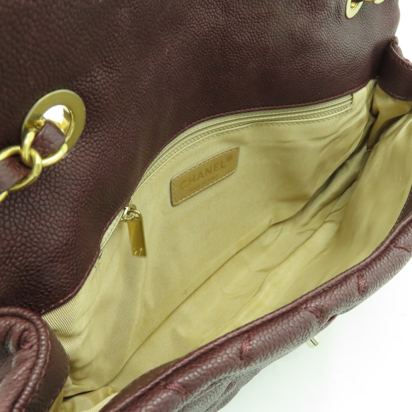 CHANEL 【激減優惠】菱格Caviar皮革Shoulder Bag金扣鏈帶肩背袋啡色