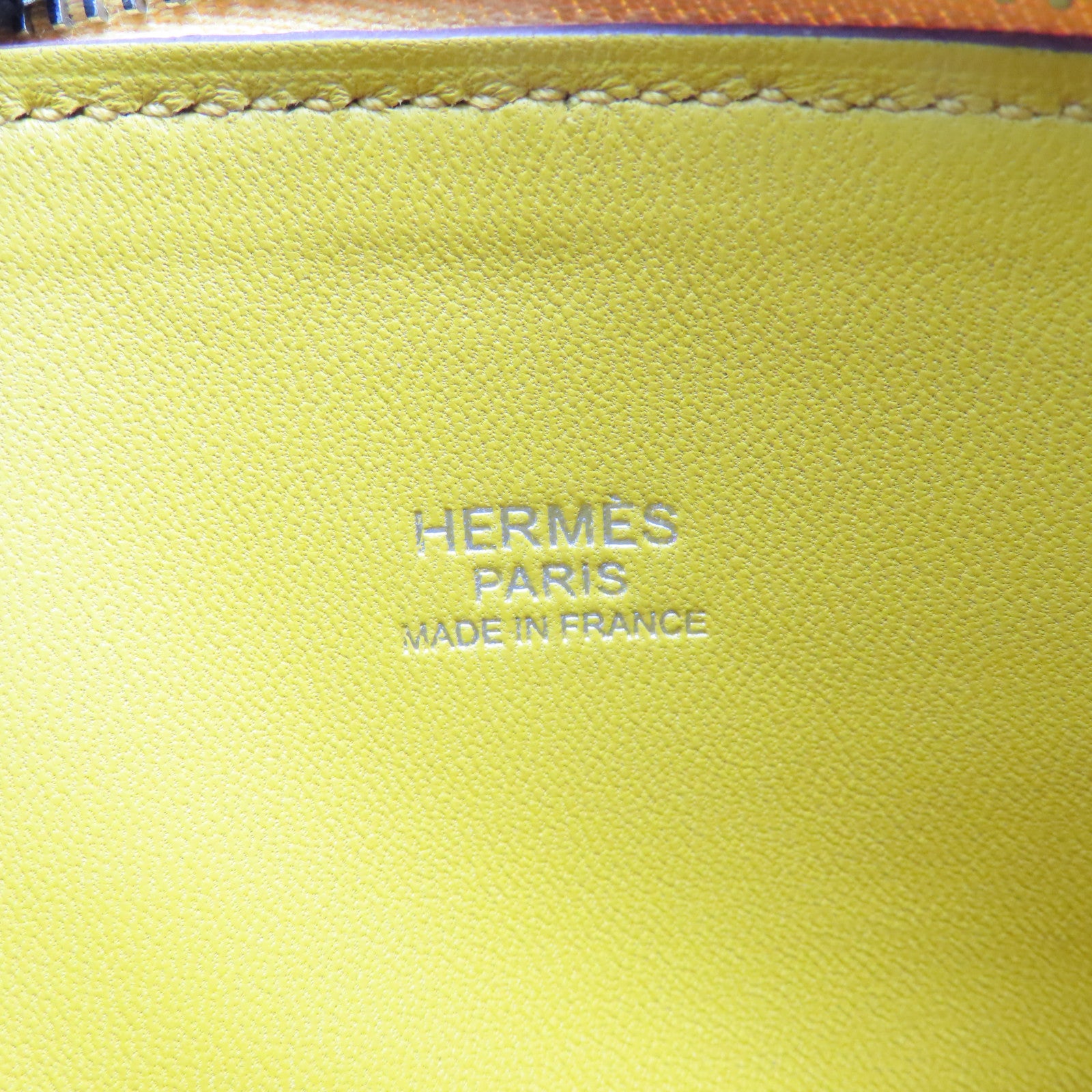 HERMES Veau Epsom Leather Bolide 27 Silver Buckle Handle Bag Yellow