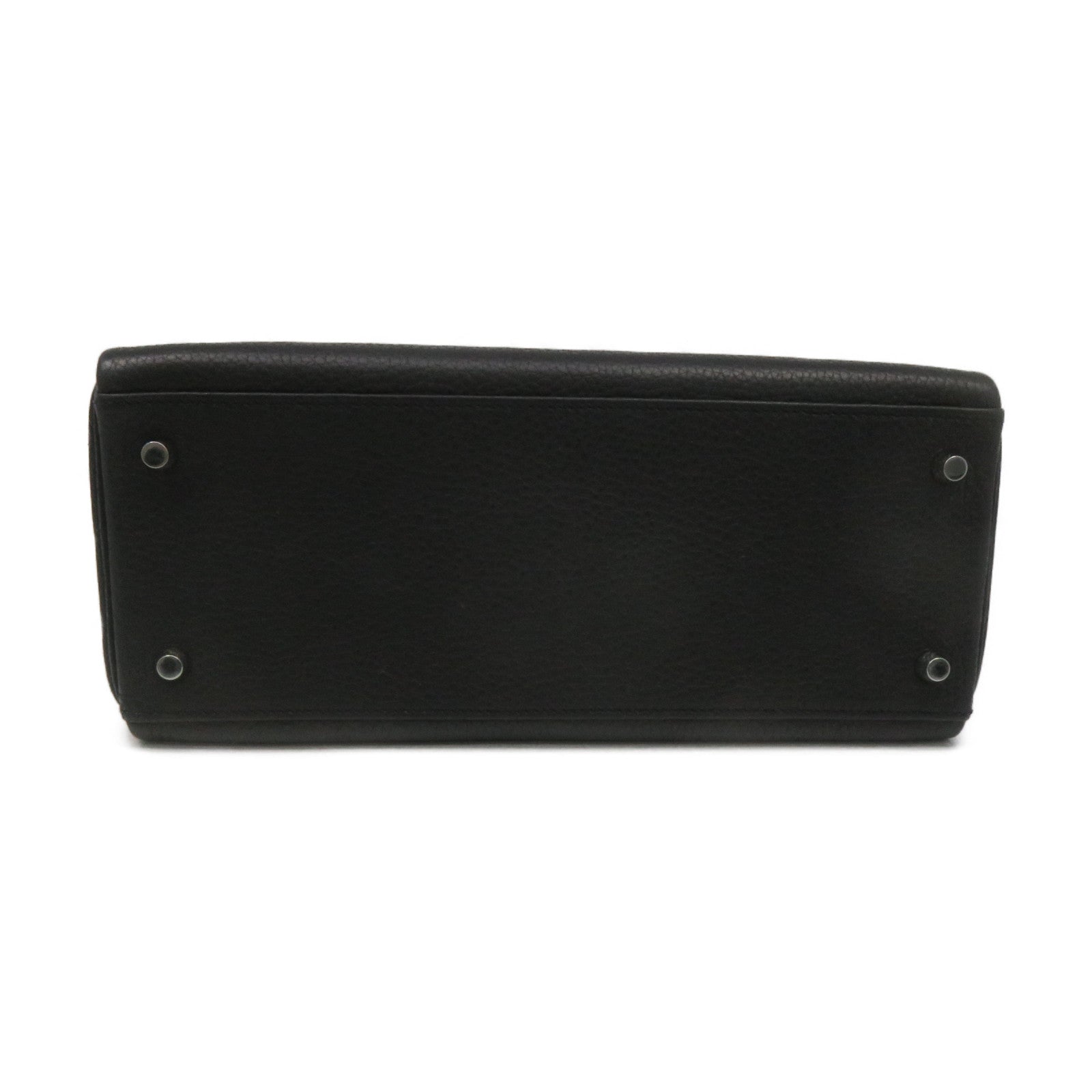 HERMES 【激減優惠】Clemence皮革Kelly 28 2Way Shoulder Bag銀扣手挽肩背兩用袋8P黑色