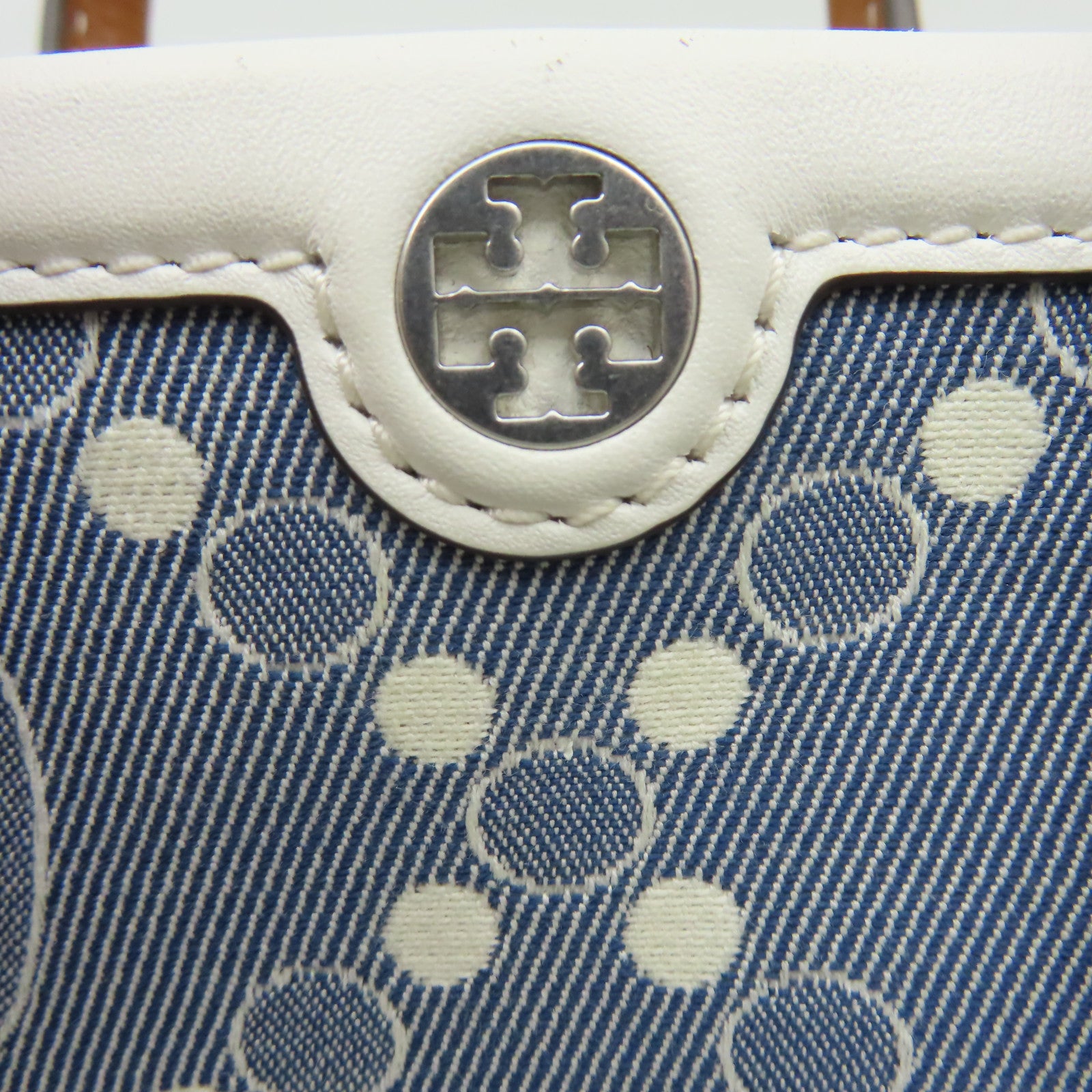 Tory Burch 帆布2Way Shoulder Bag手挽肩背兩用袋藍色/白色