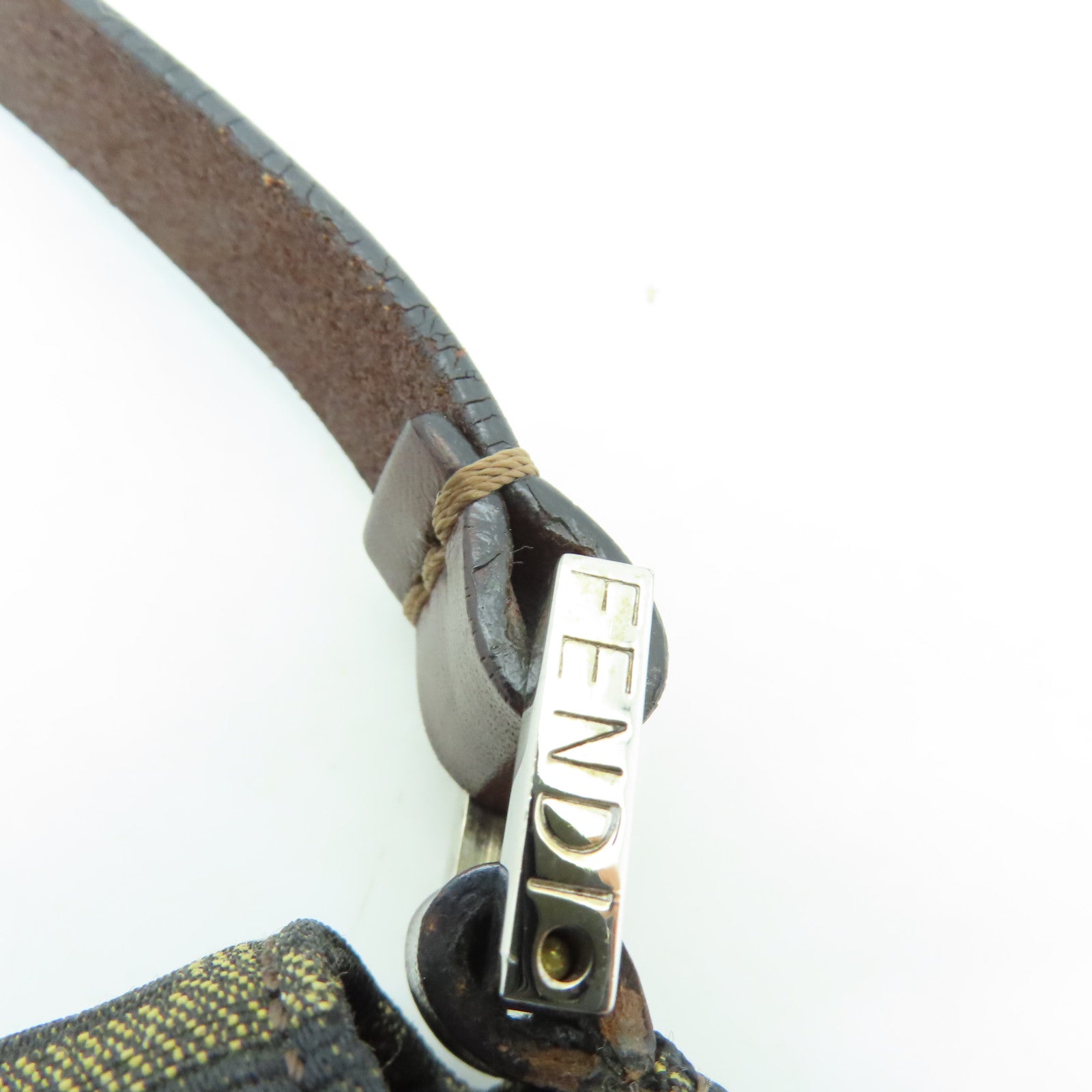 FENDI 帆布Shoulder Bag銀扣肩背袋棕色