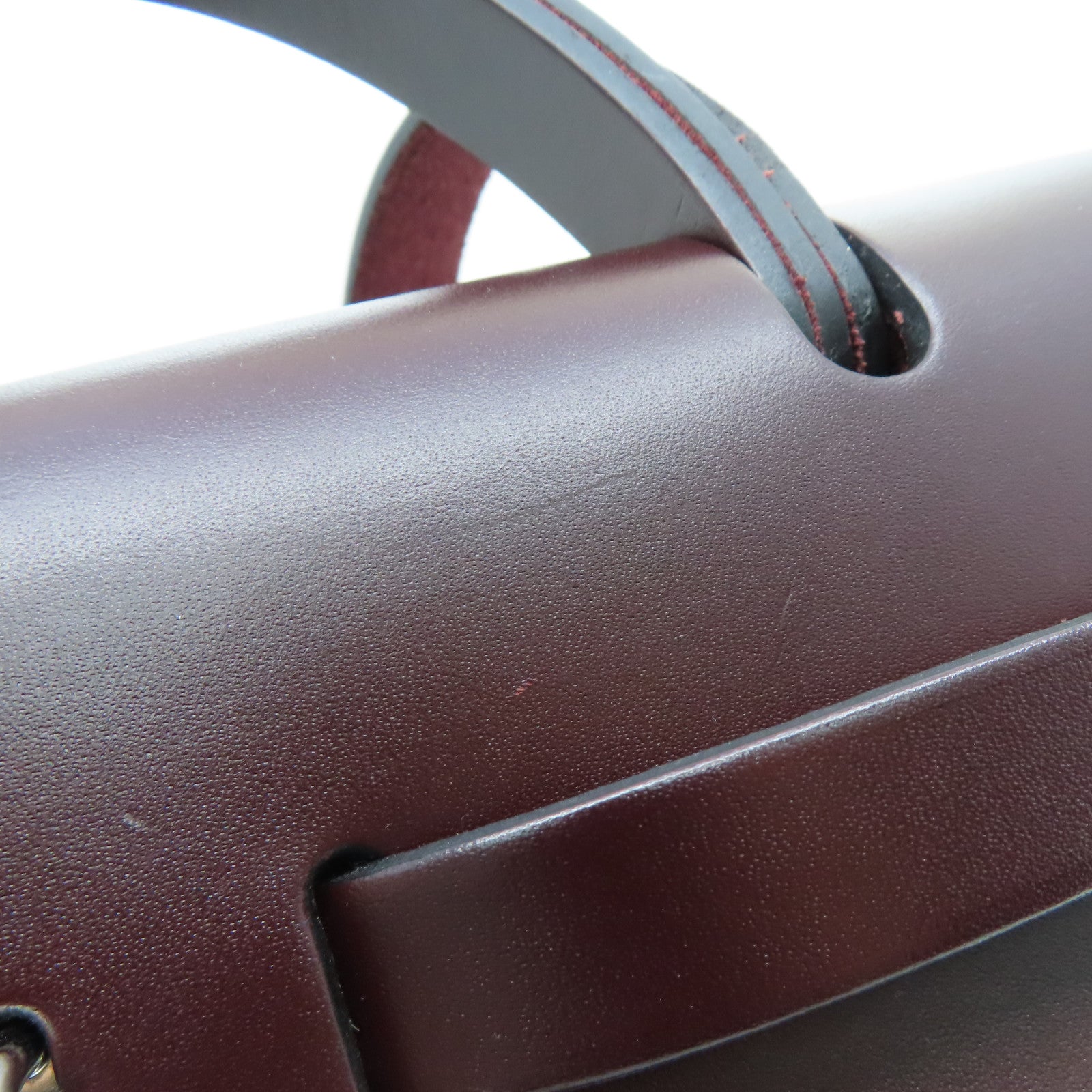 HERMES canvas Herbag 31 silver buckle handle shoulder bag Rouge H/wine red