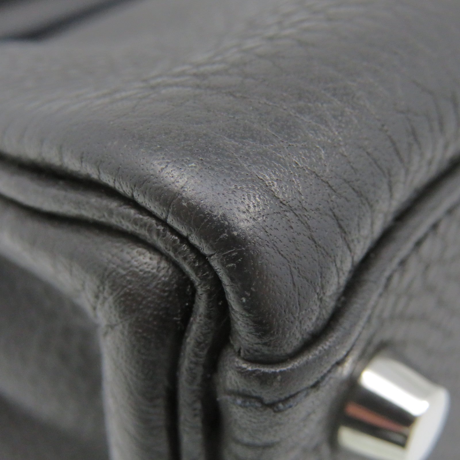HERMES 【激減優惠】Clemence皮革Kelly 28 2Way Shoulder Bag銀扣手挽肩背兩用袋8P黑色