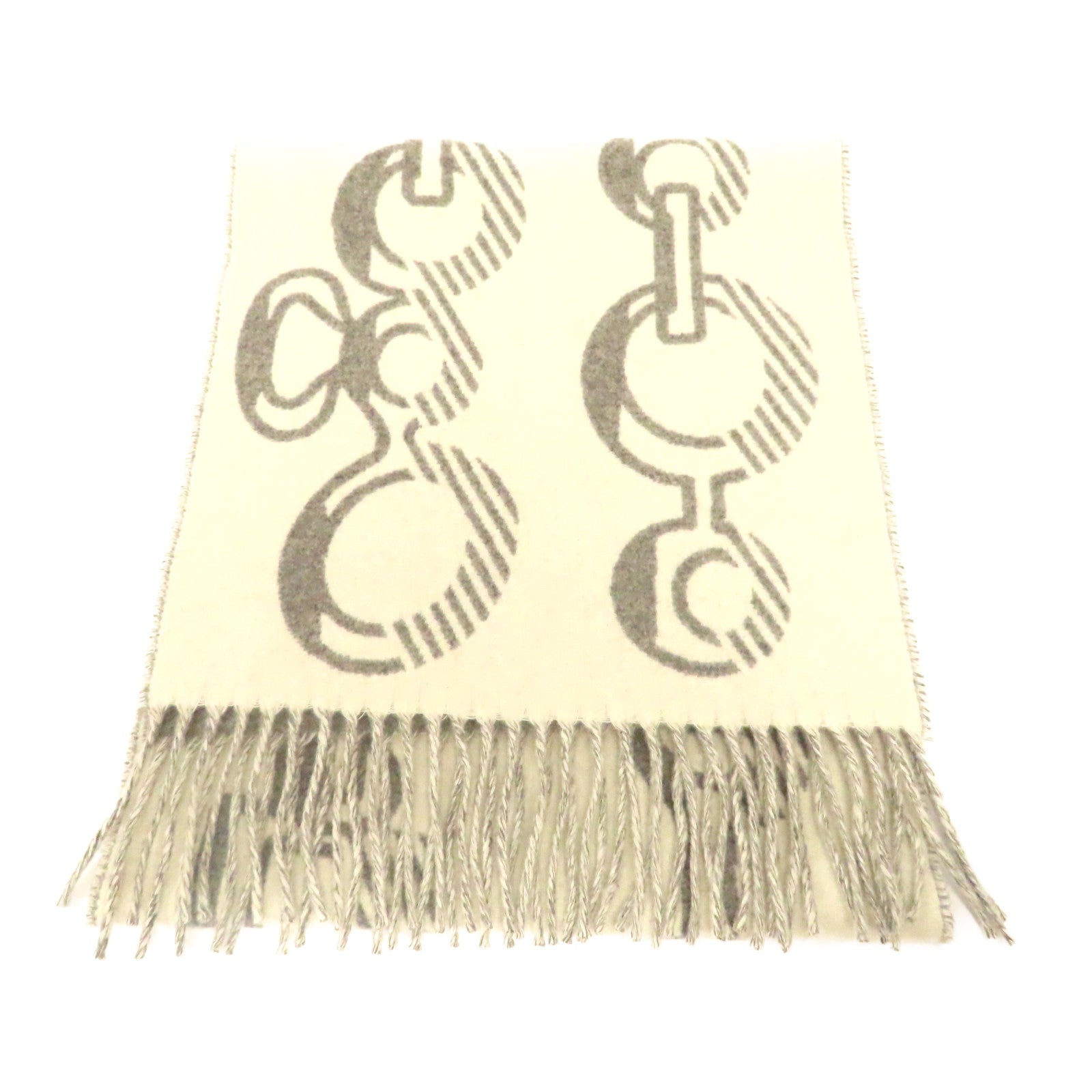 HERMES 羊絨Scarf圍巾白色/灰色