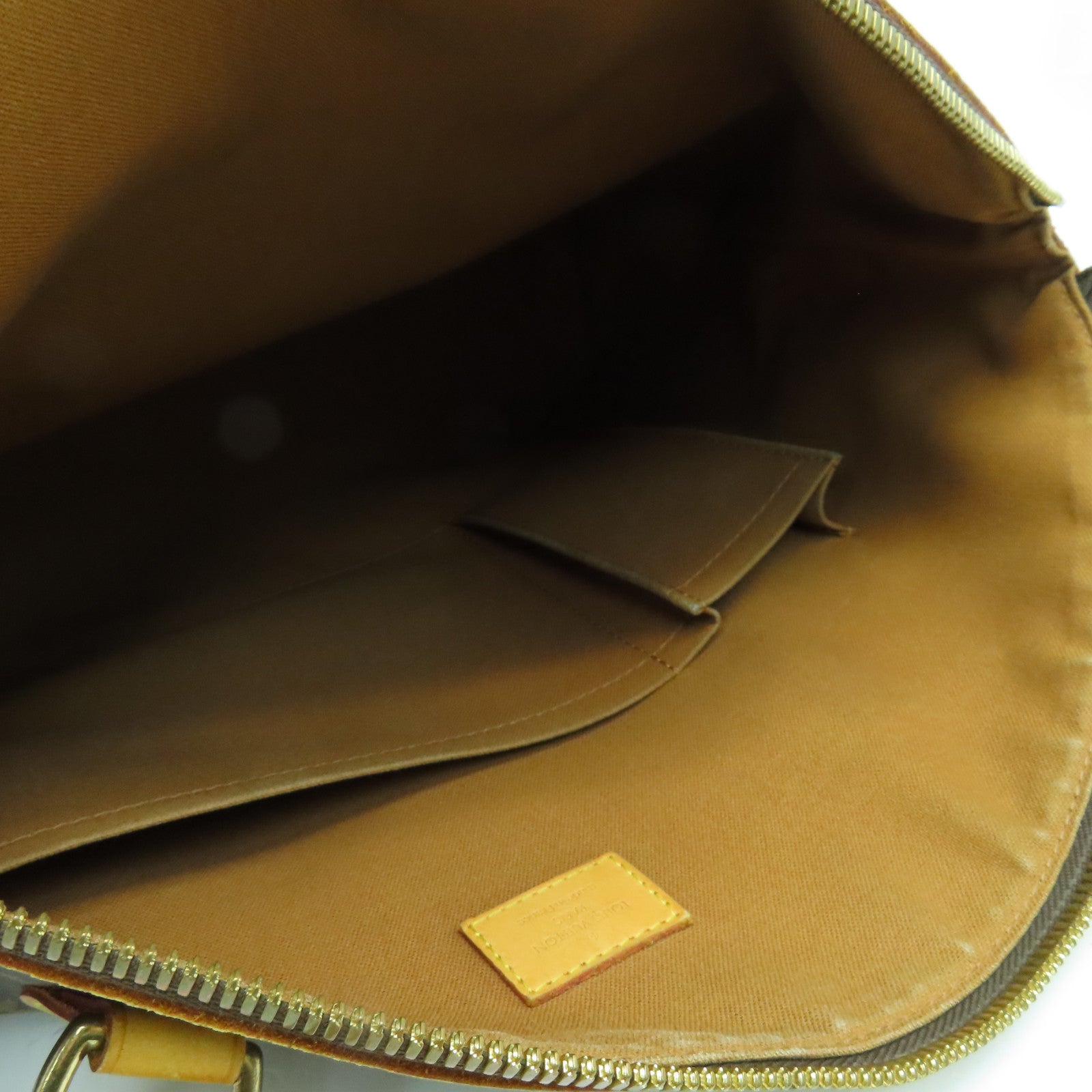 LOUIS VUITTON Monogram Lockit Horizontal gold buckle handle bag brown