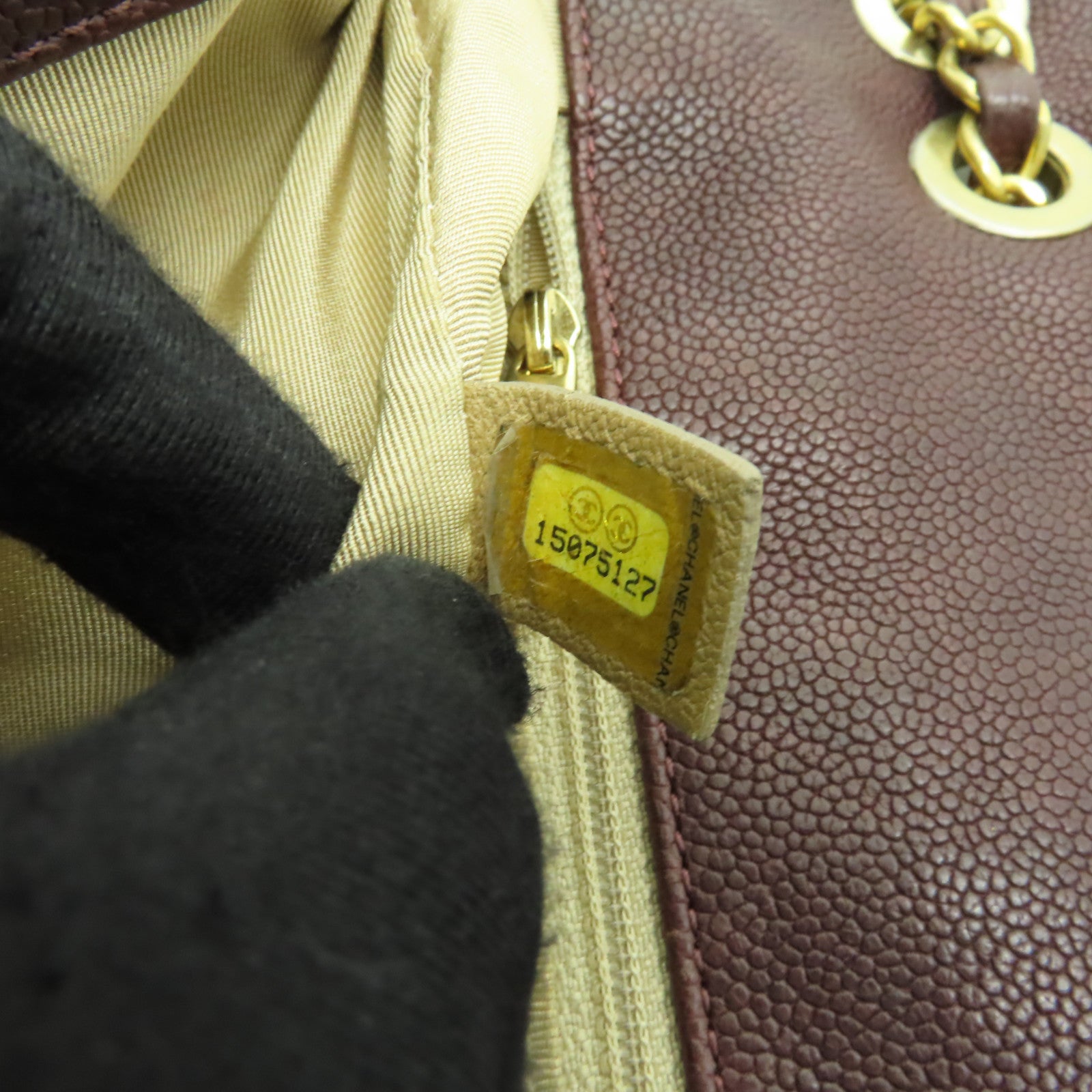 CHANEL 【激減優惠】菱格Caviar皮革Shoulder Bag金扣鏈帶肩背袋啡色