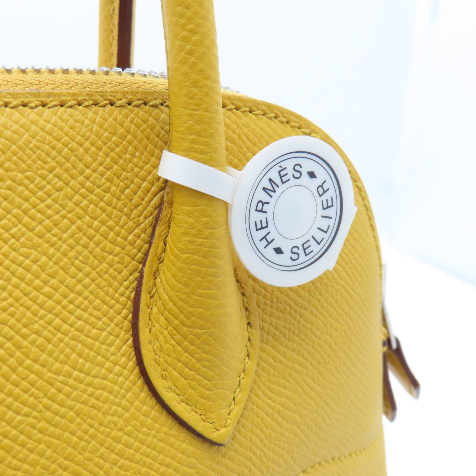 HERMES Veau Epsom Leather Bolide 27 Silver Buckle Handle Bag Yellow