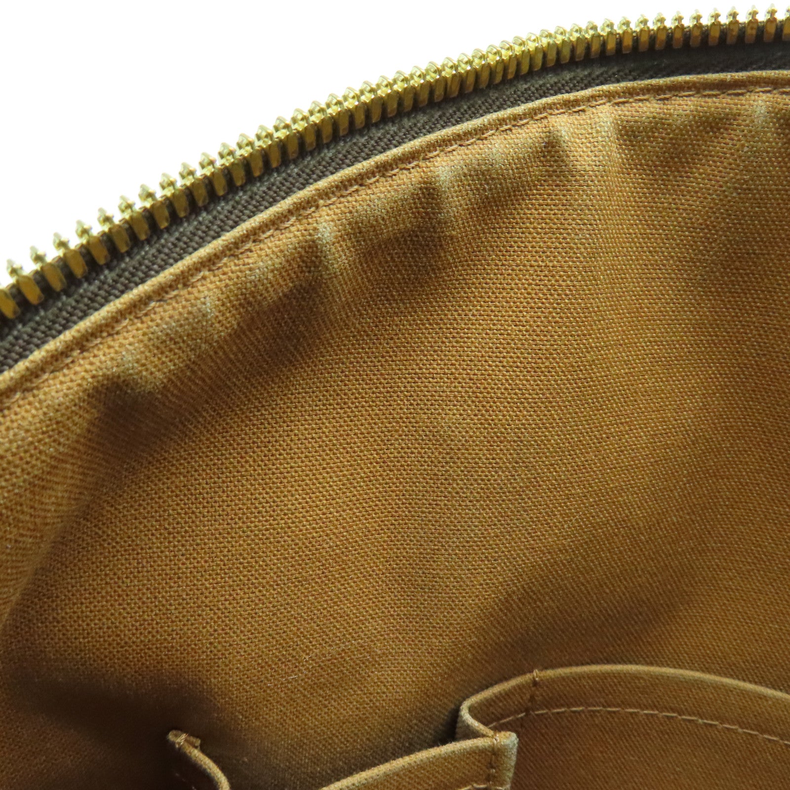 LOUIS VUITTON Monogram Lockit Horizontal gold buckle handle bag brown