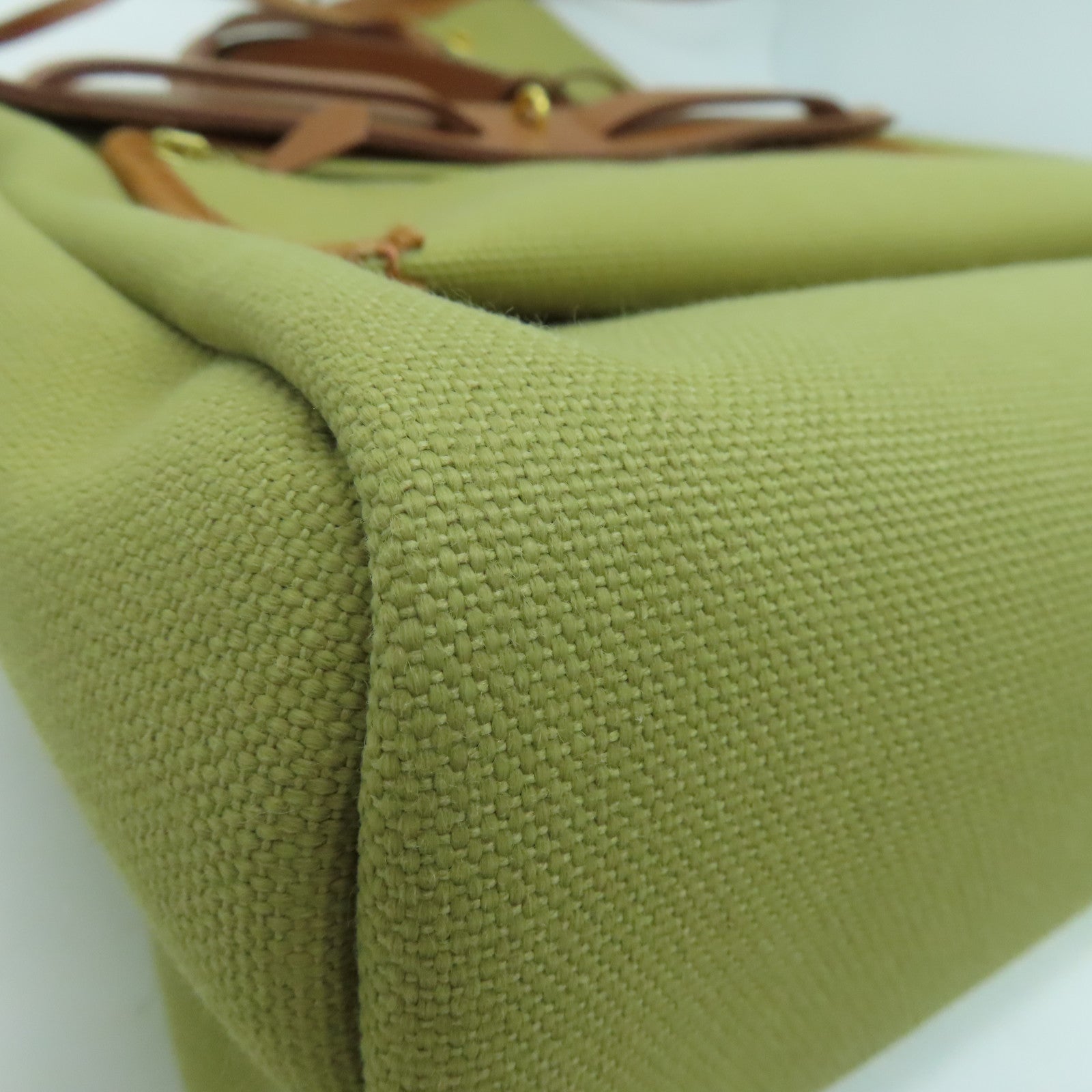 HERMES Toile H帆布Herbag PM金扣手挽肩背两用袋啡色Poussiere