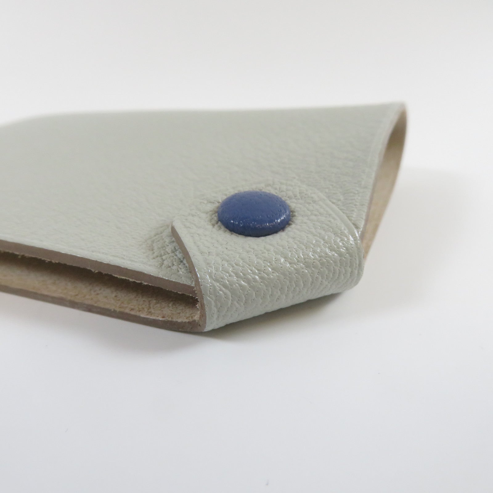 HERMES Chevre皮革Passport Case銀扣護照套灰色