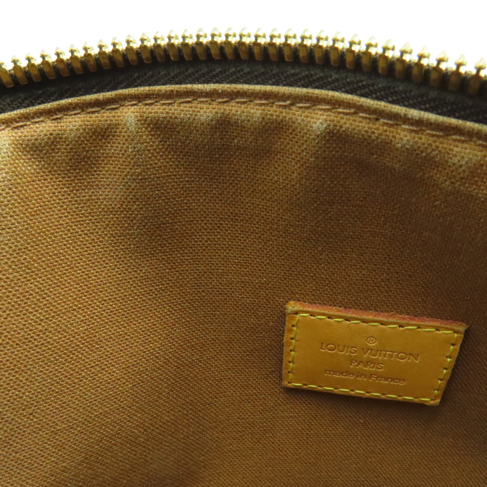 LOUIS VUITTON Monogram Lockit Horizontal gold buckle handle bag brown