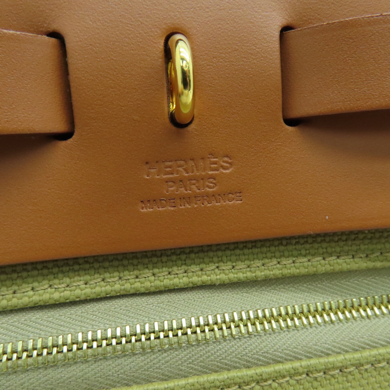 HERMES Toile H帆布Herbag PM金扣手挽肩背两用袋啡色Poussiere