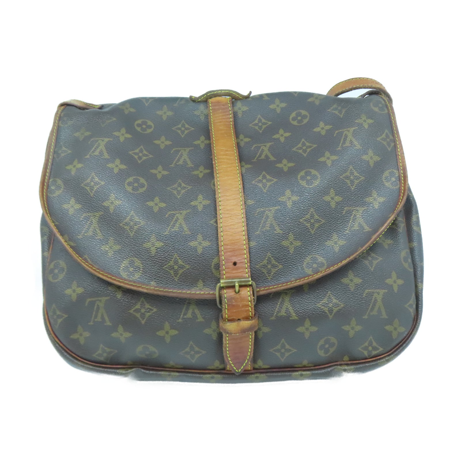 LOUIS VUITTON Monogram Saumur 35金扣肩背袋啡色