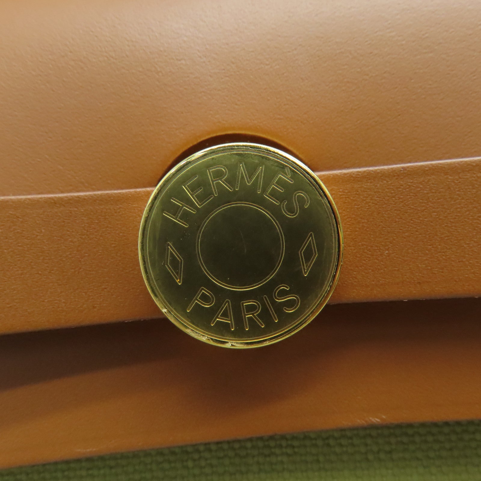 HERMES Toile H帆布Herbag PM金扣手挽肩背两用袋啡色Poussiere