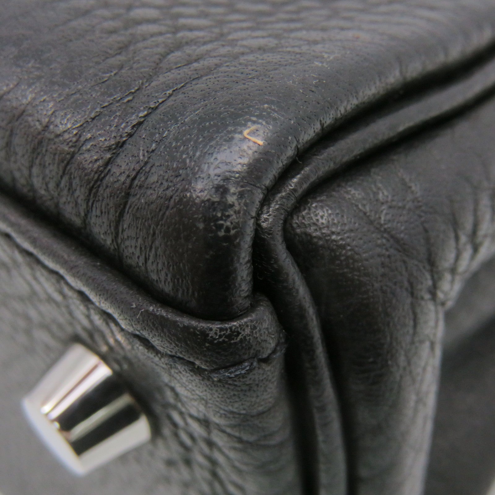 HERMES 【激減優惠】Clemence皮革Kelly 28 2Way Shoulder Bag銀扣手挽肩背兩用袋8P黑色