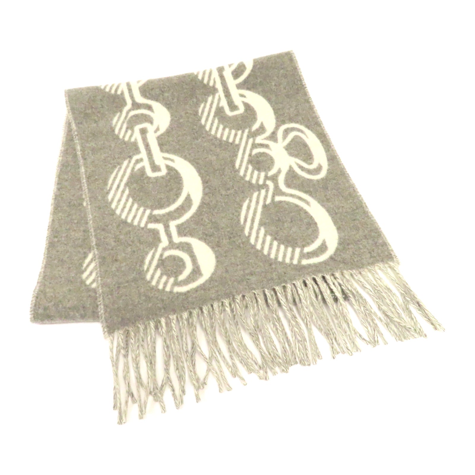 HERMES 羊絨Scarf圍巾白色/灰色