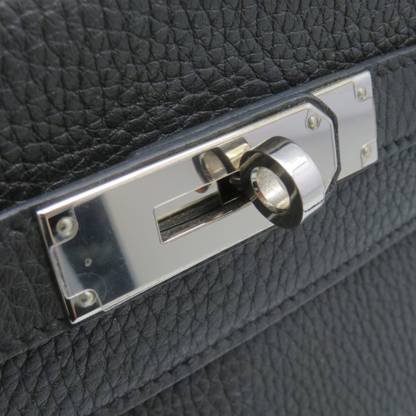 HERMES 【激減優惠】Clemence皮革Kelly 28 2Way Shoulder Bag銀扣手挽肩背兩用袋8P黑色