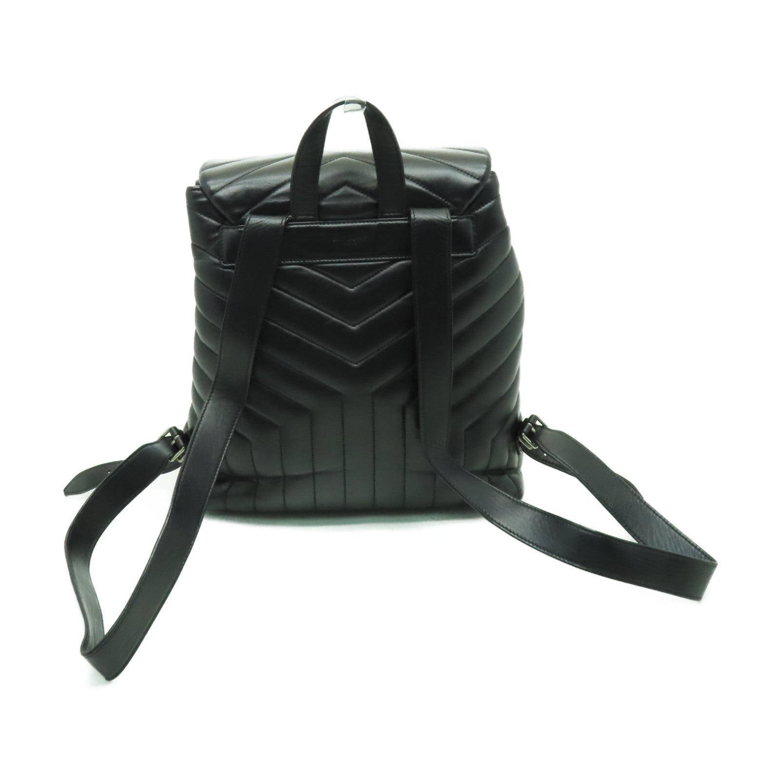 SAINT LAURENT 牛皮皮革Backpack銀扣背包黑色