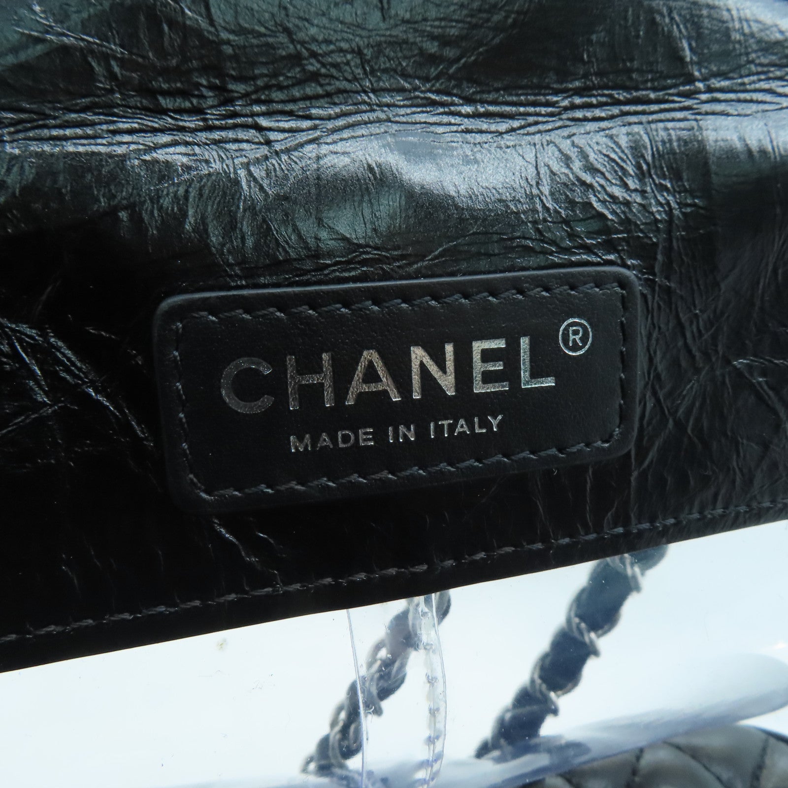 CHANEL 【激减优惠】菱格牛皮皮革/PVC Shoulder Bag银扣链条肩背袋黑色