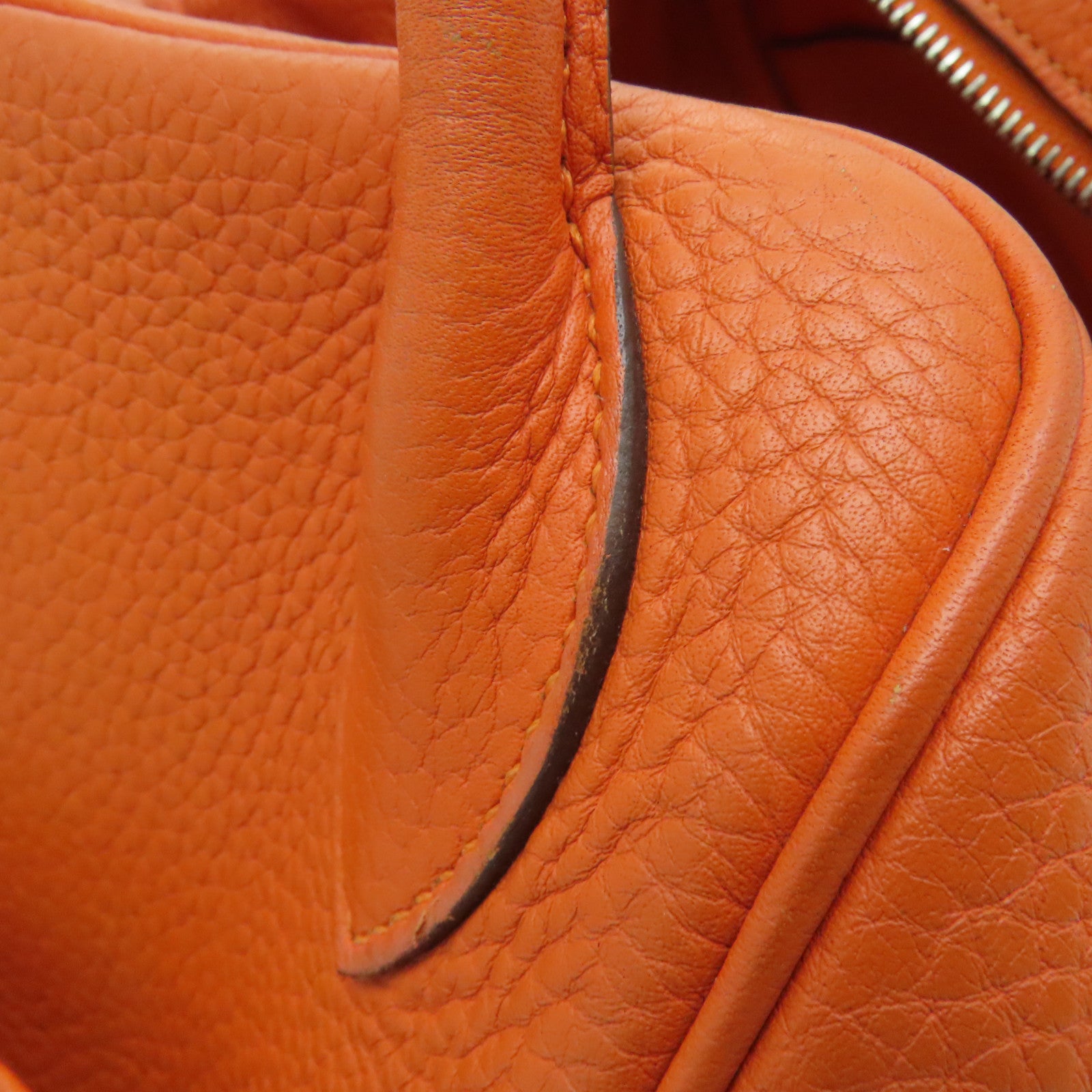 HERMES Clemence leather Lindy 34 2 way Shoulder silver buckle handle shoulder bag orange